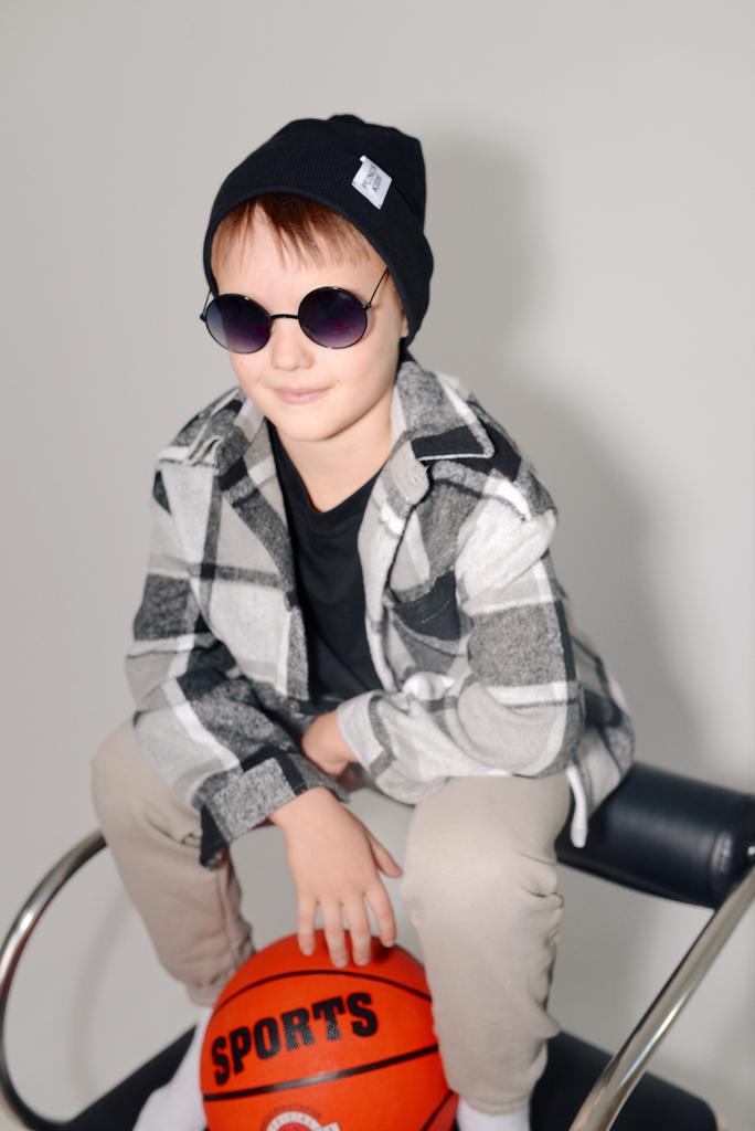 Рубашка в клетку черная