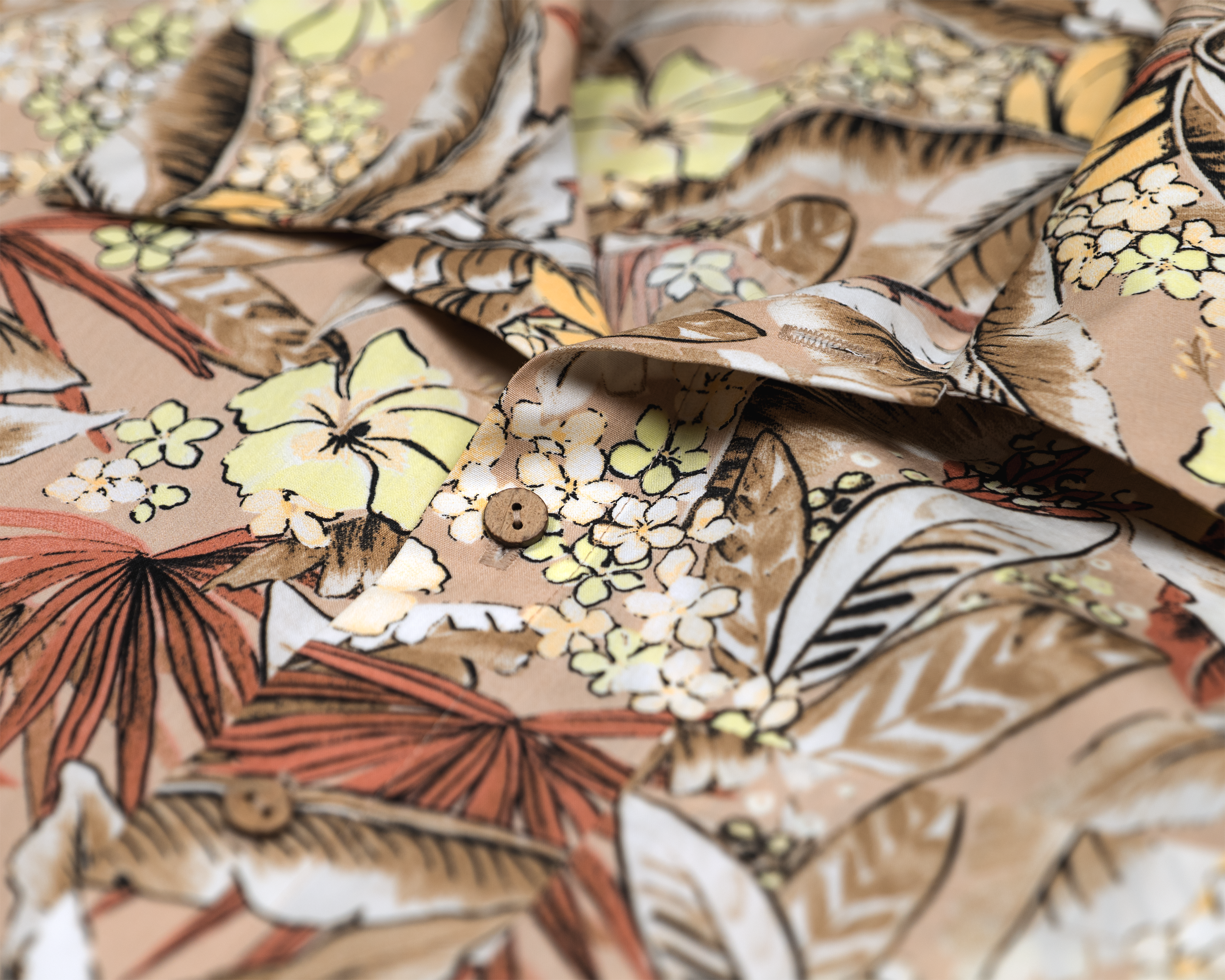 ХЛОПКОВАЯ РУБАШКА ПАЛЬМЫ НА БЕЖЕВОМ