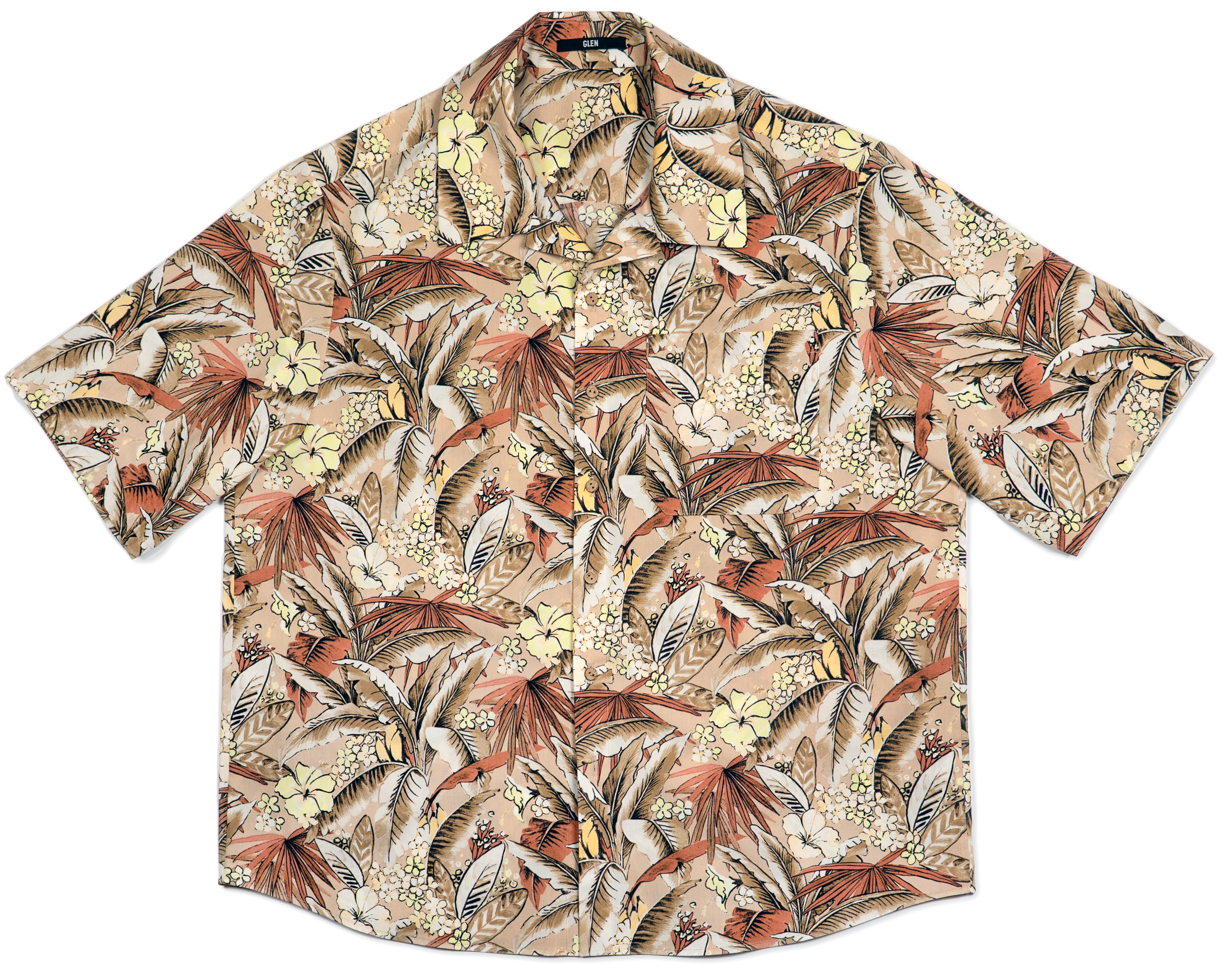 ХЛОПКОВАЯ РУБАШКА ПАЛЬМЫ НА БЕЖЕВОМ