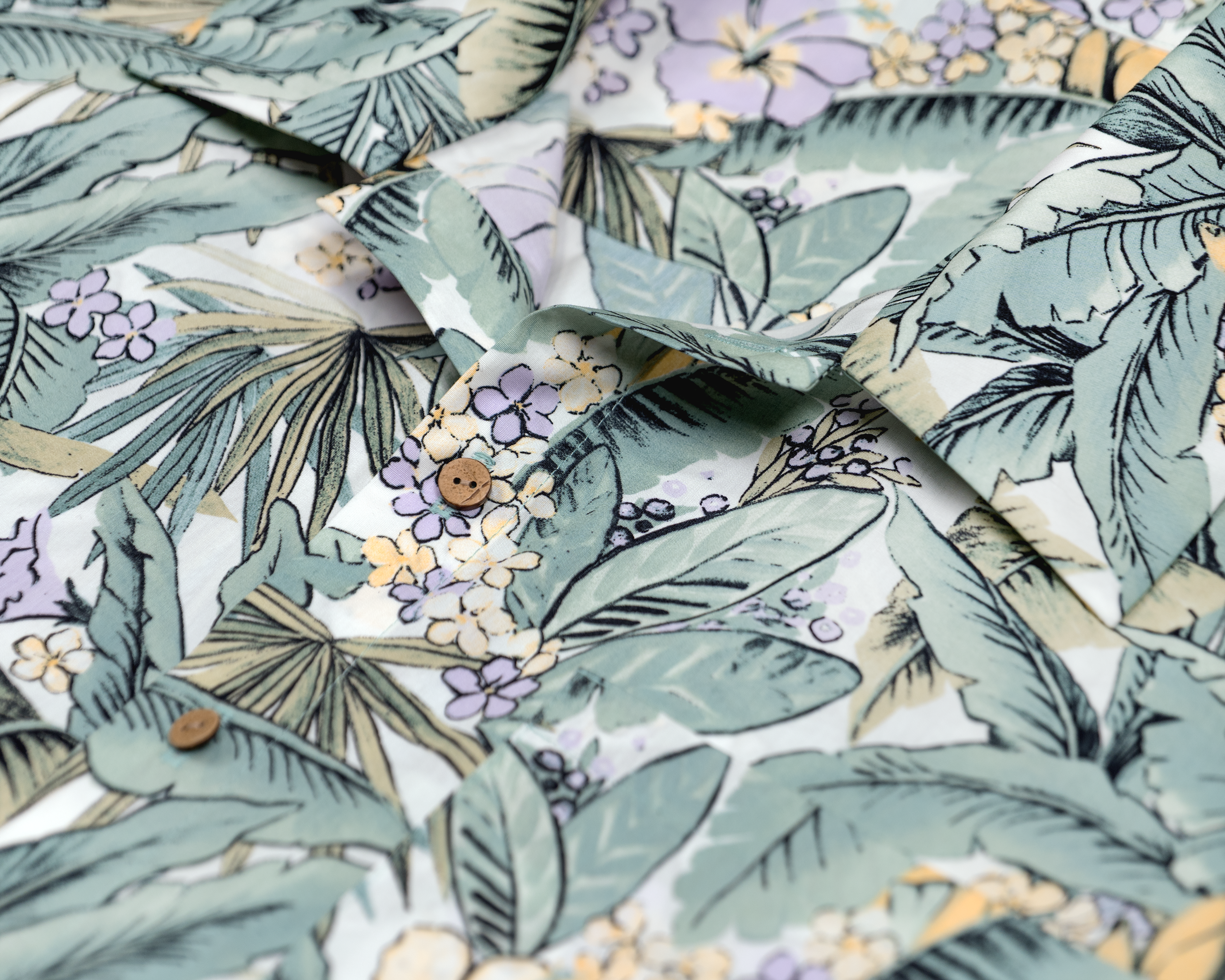 ХЛОПКОВАЯ РУБАШКА ПАЛЬМЫ НА БИРЮЗОВОМ