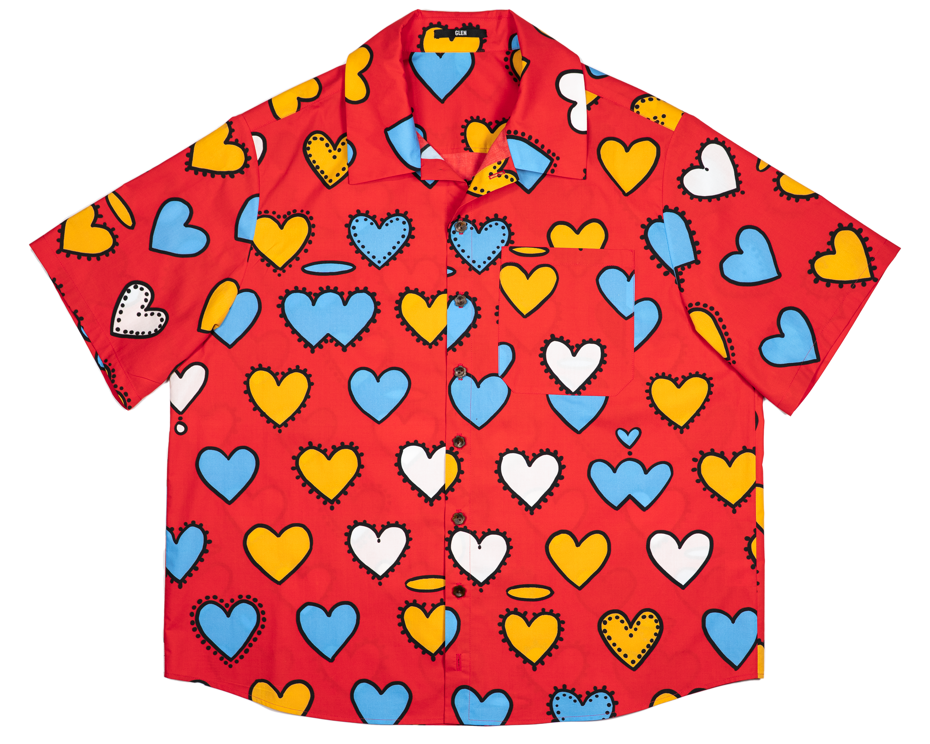 ХЛОПКОВАЯ РУБАШКА СЕРДЕЧКИ НА КРАСНОМ