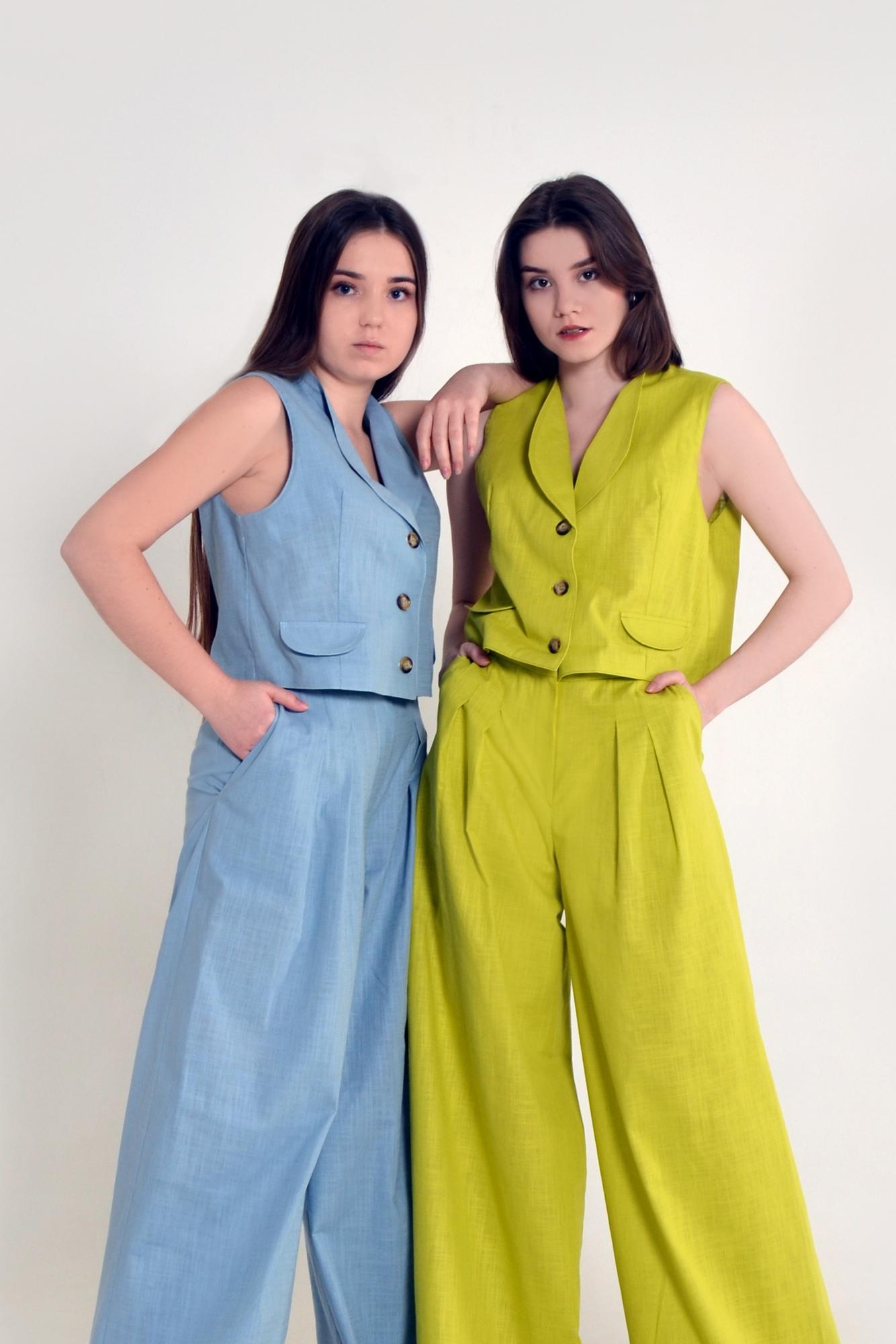 Хлопковый костюм СОЧНЫЙ ЛАЙМ и ГОЛУБОЕ НЕБО