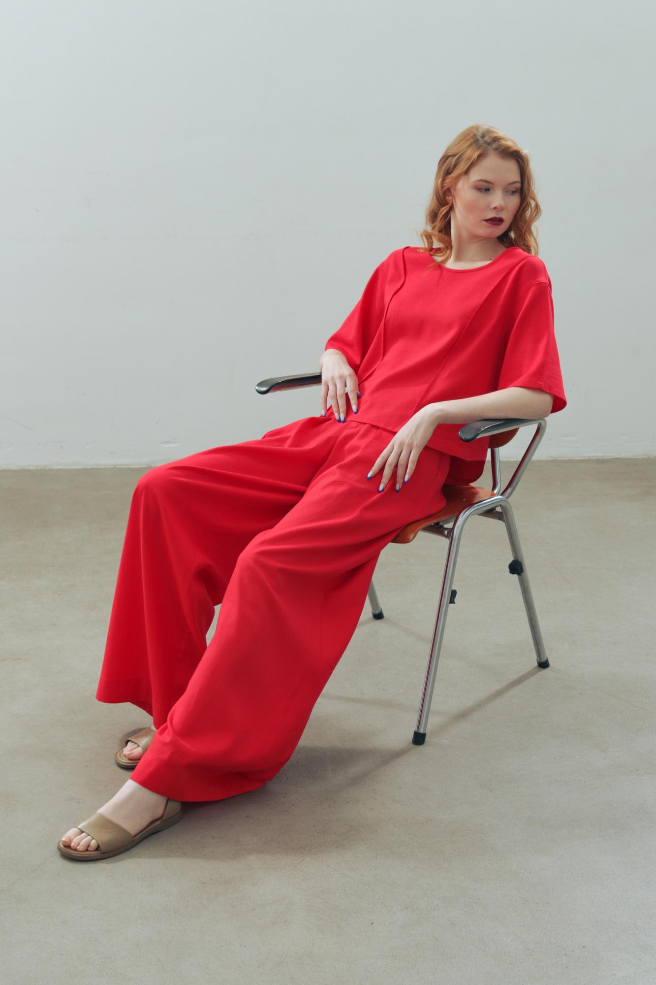 Комплект БРЮКИ + БЛУЗКА лен/вискоза