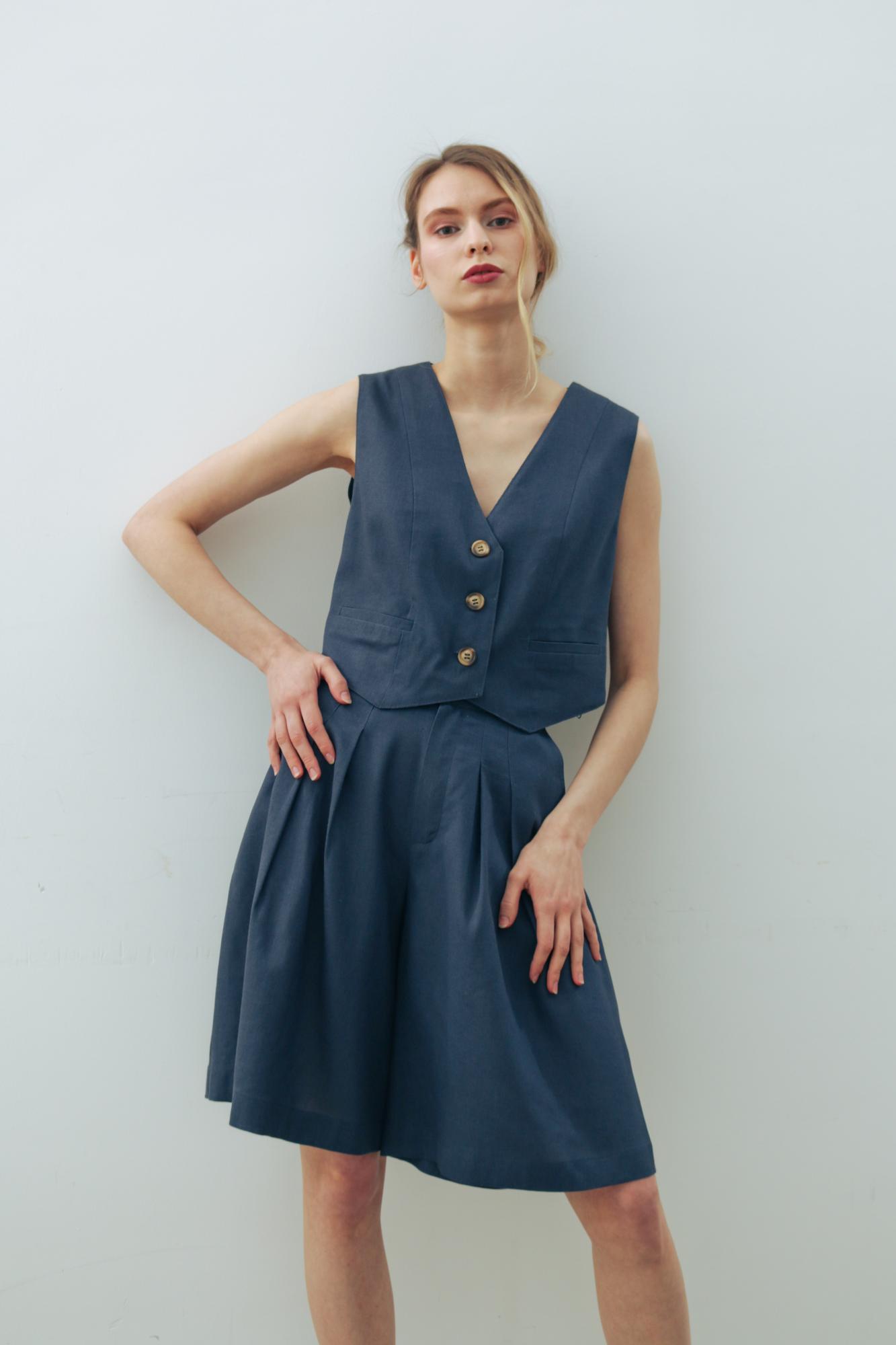 Комплект ШОРТЫ + ЖИЛЕТ лен/вискоза