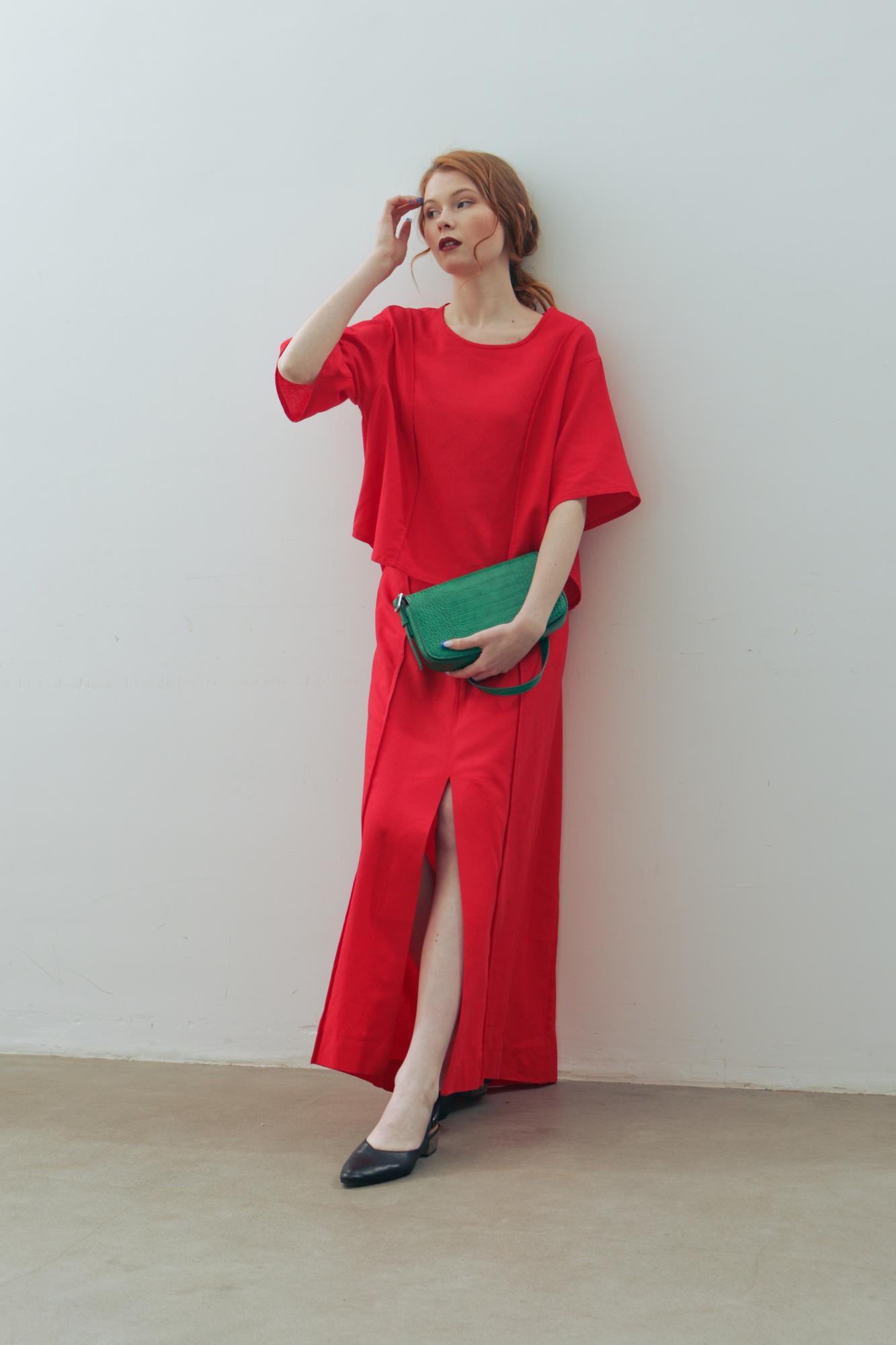 Комплект ЮБКА + БЛУЗКА лен/вискоза