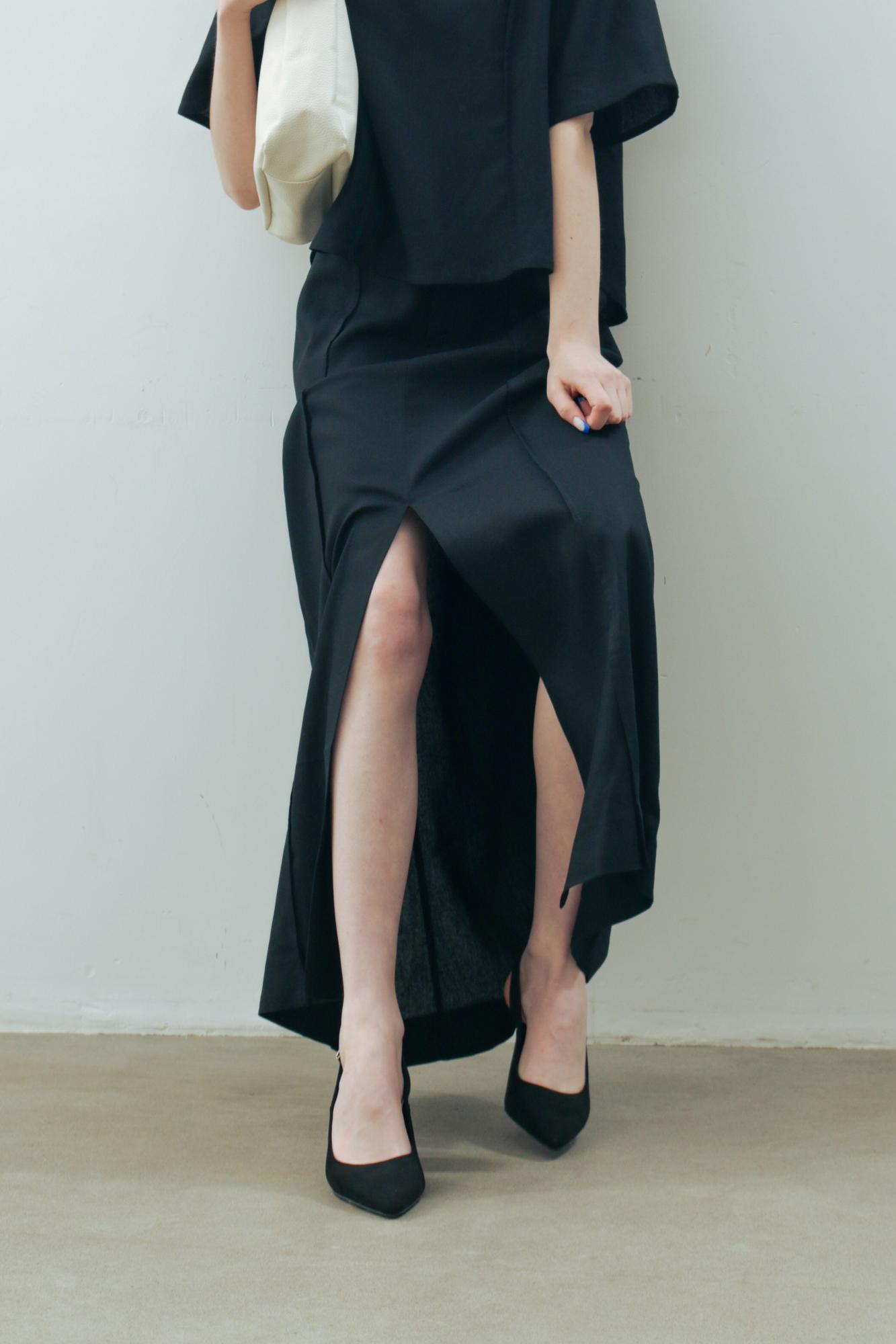 Юбка-макси лен/вискоза в цвете ГЛУБОКИЙ ЧЁРНЫЙ