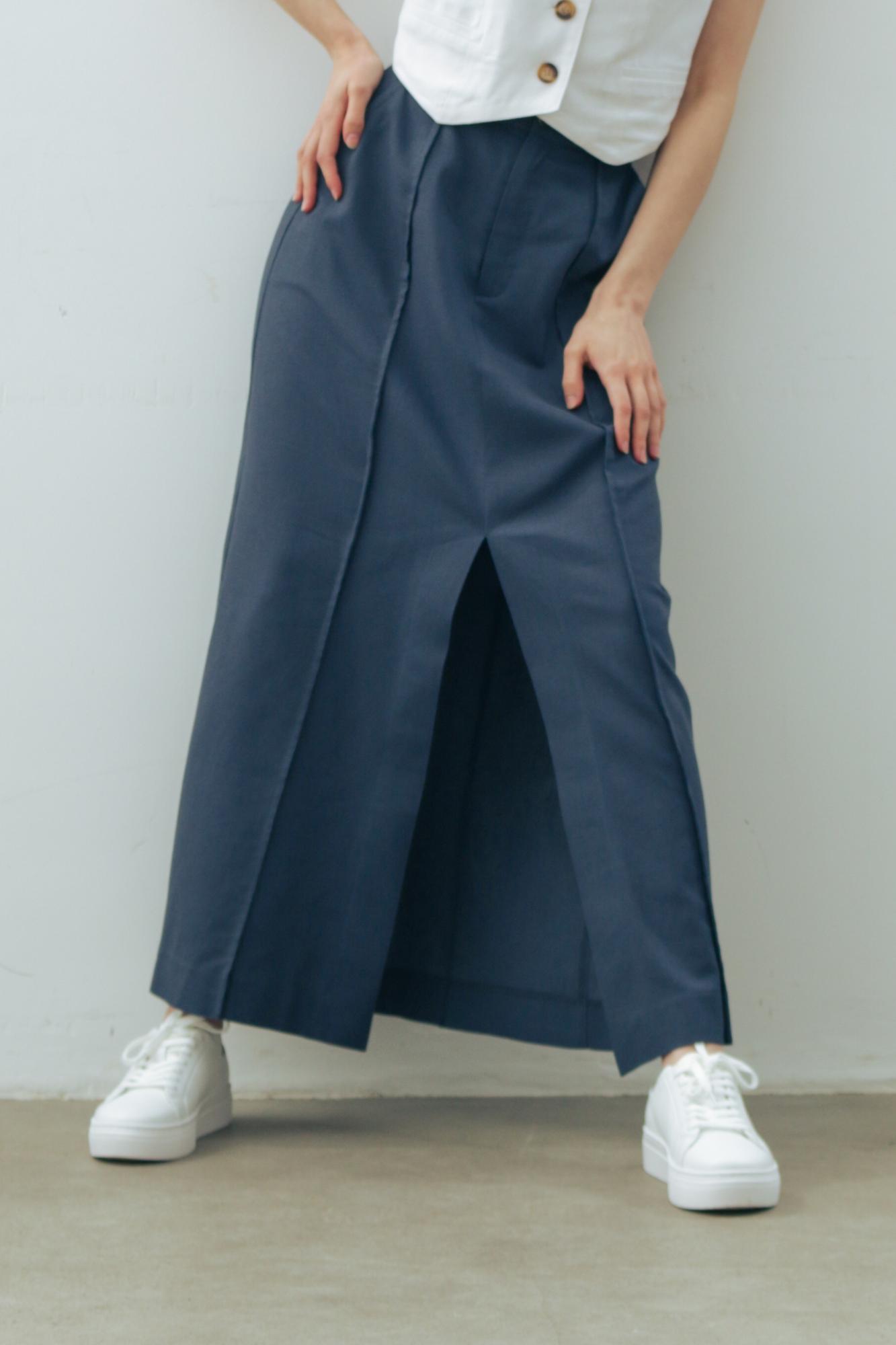 Юбка-макси лен/вискоза в цвете ЛЕТНЯЯ НОЧЬ