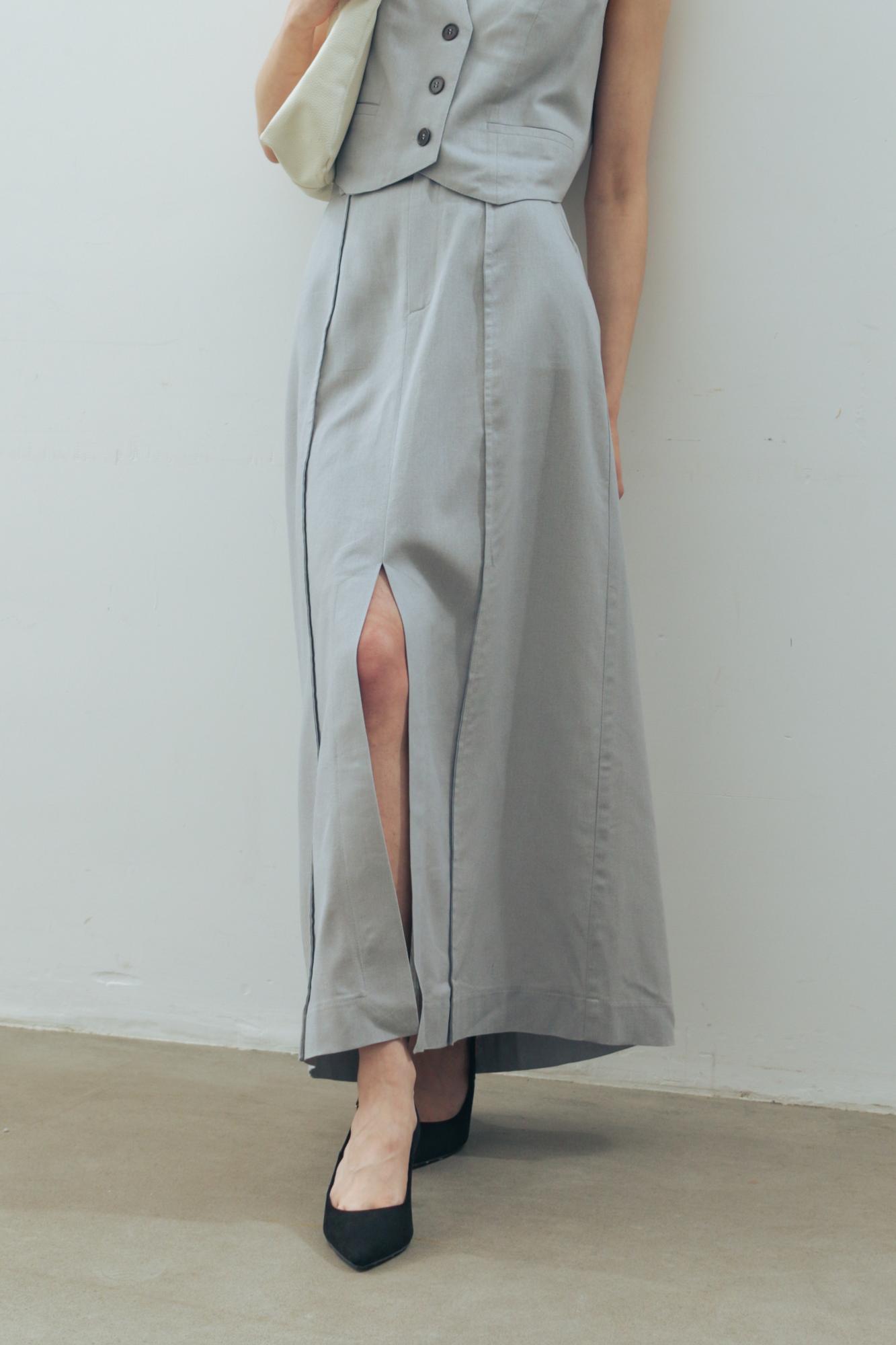 Юбка-макси лен/вискоза в цвете УТРЕННИЙ ТУМАН