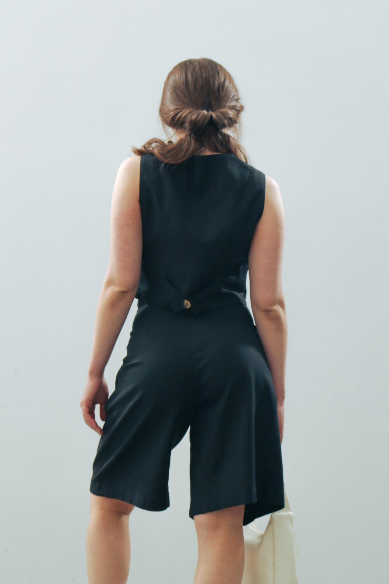 Шорты лен/вискоза в цвете ГЛУБОКИЙ ЧЁРНЫЙ