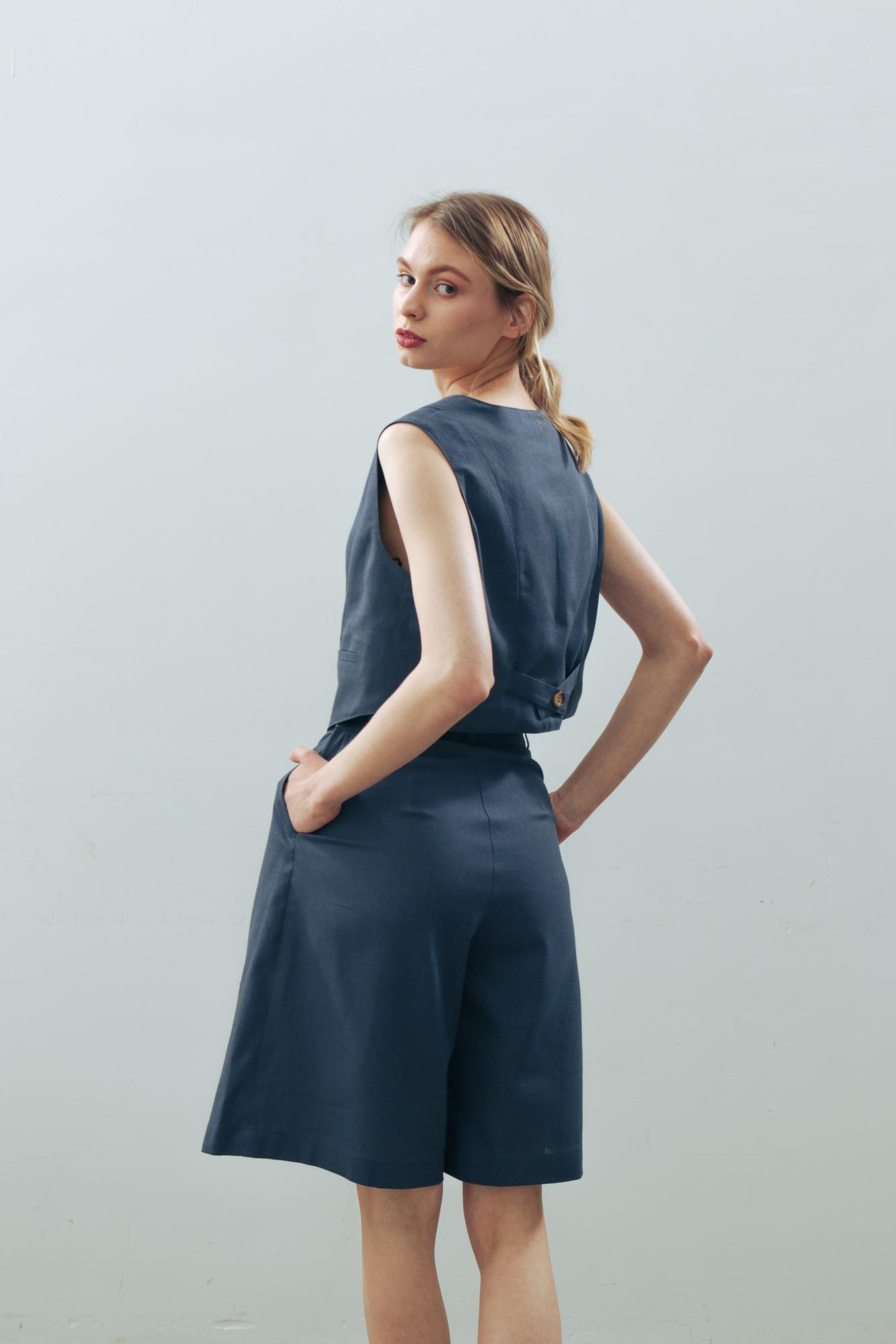 Шорты лен/вискоза в цвете ЛЕТНЯЯ НОЧЬ