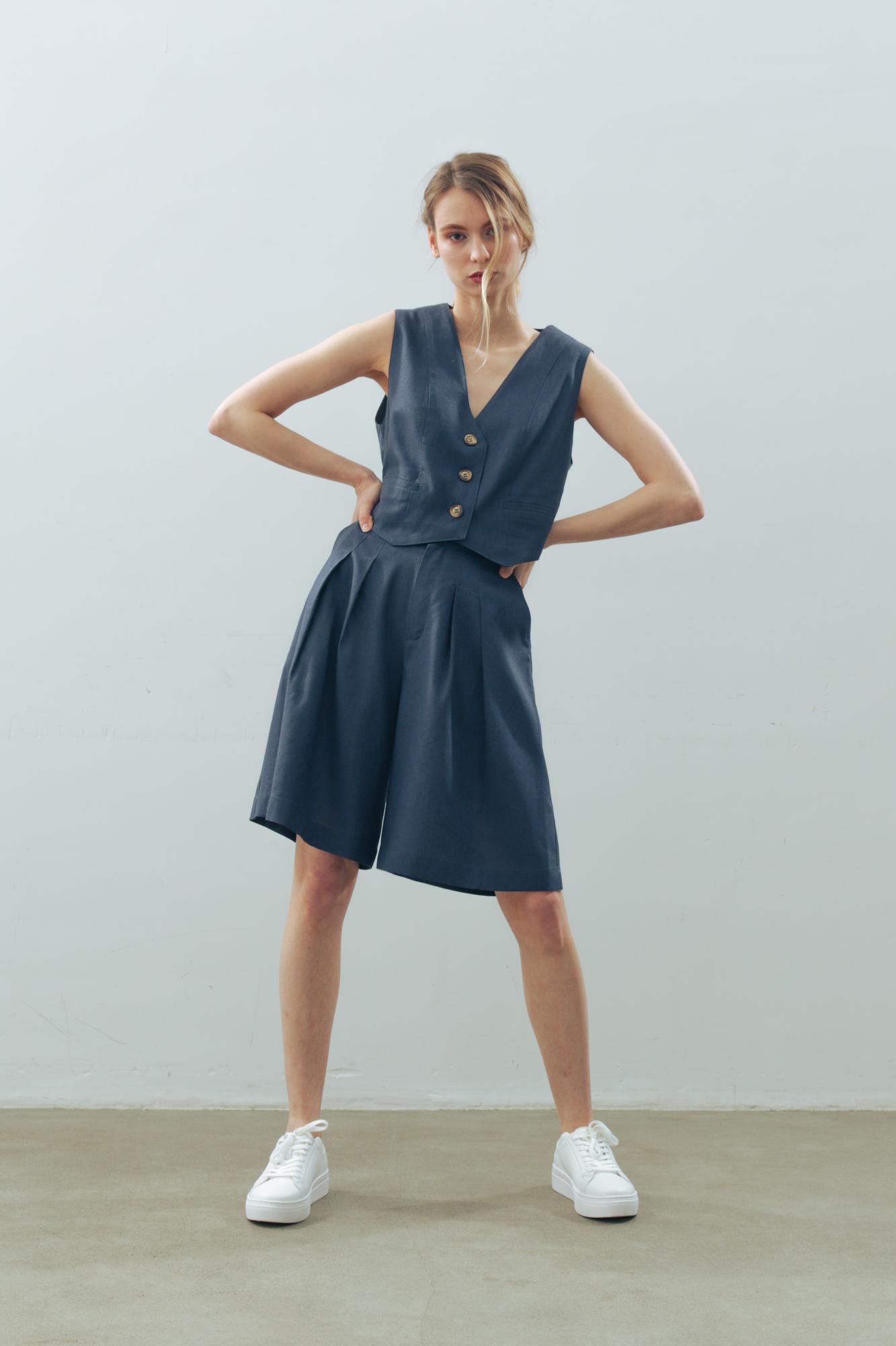 Шорты лен/вискоза в цвете ЛЕТНЯЯ НОЧЬ