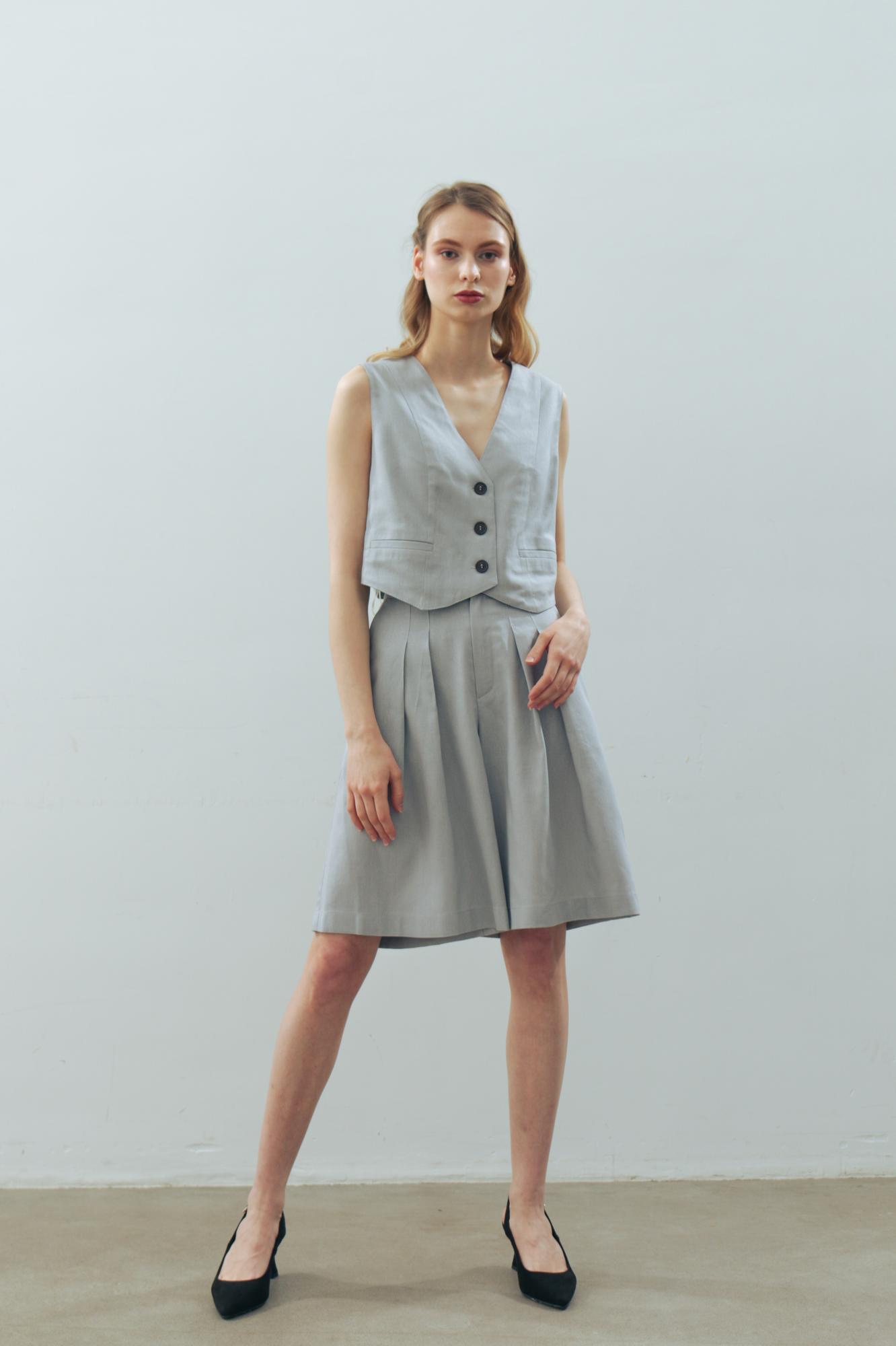 Шорты лен/вискоза в цвете УТРЕННИЙ ТУМАН