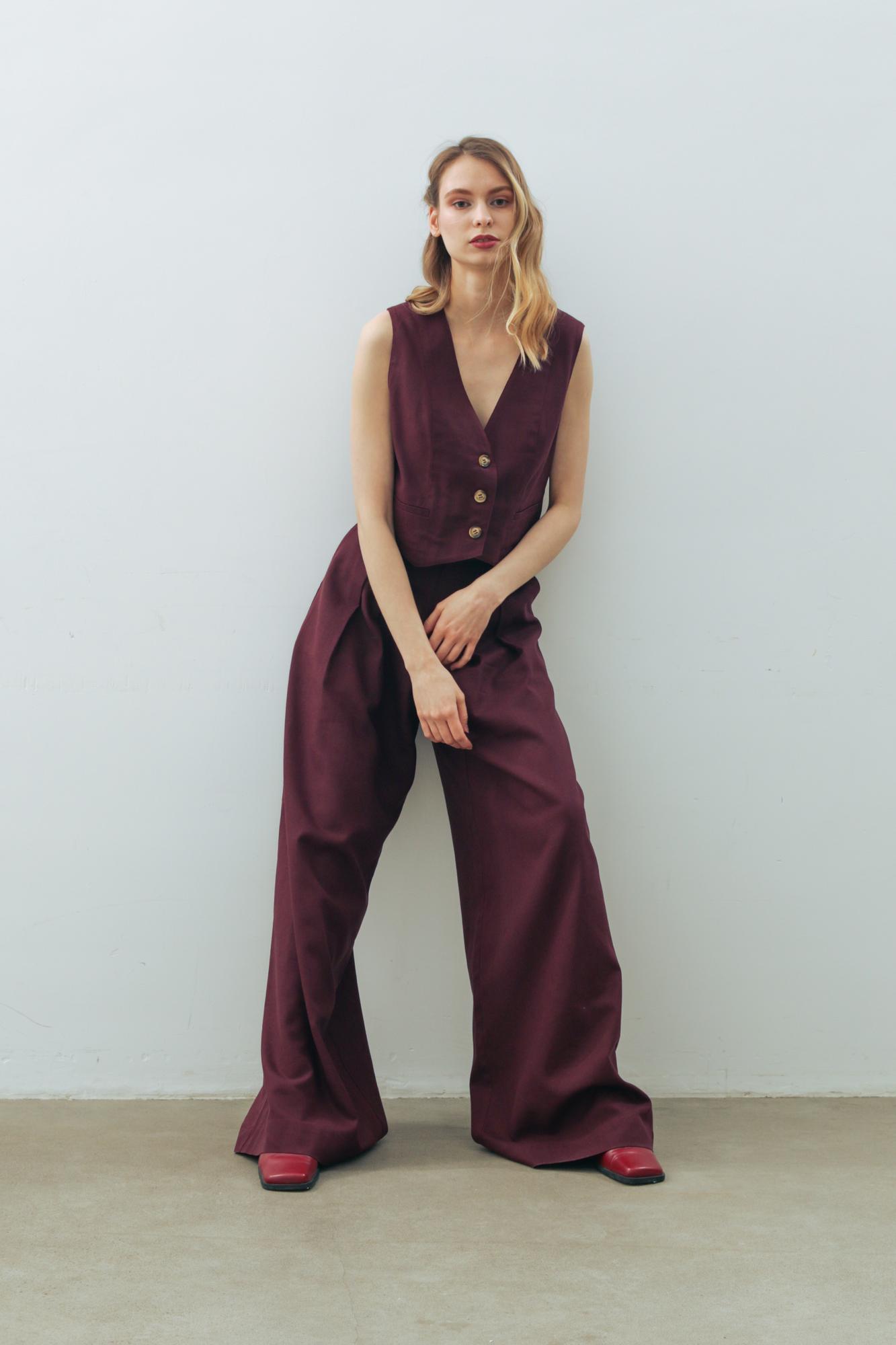 Брюки лен/вискоза в цвете БРАУНИ