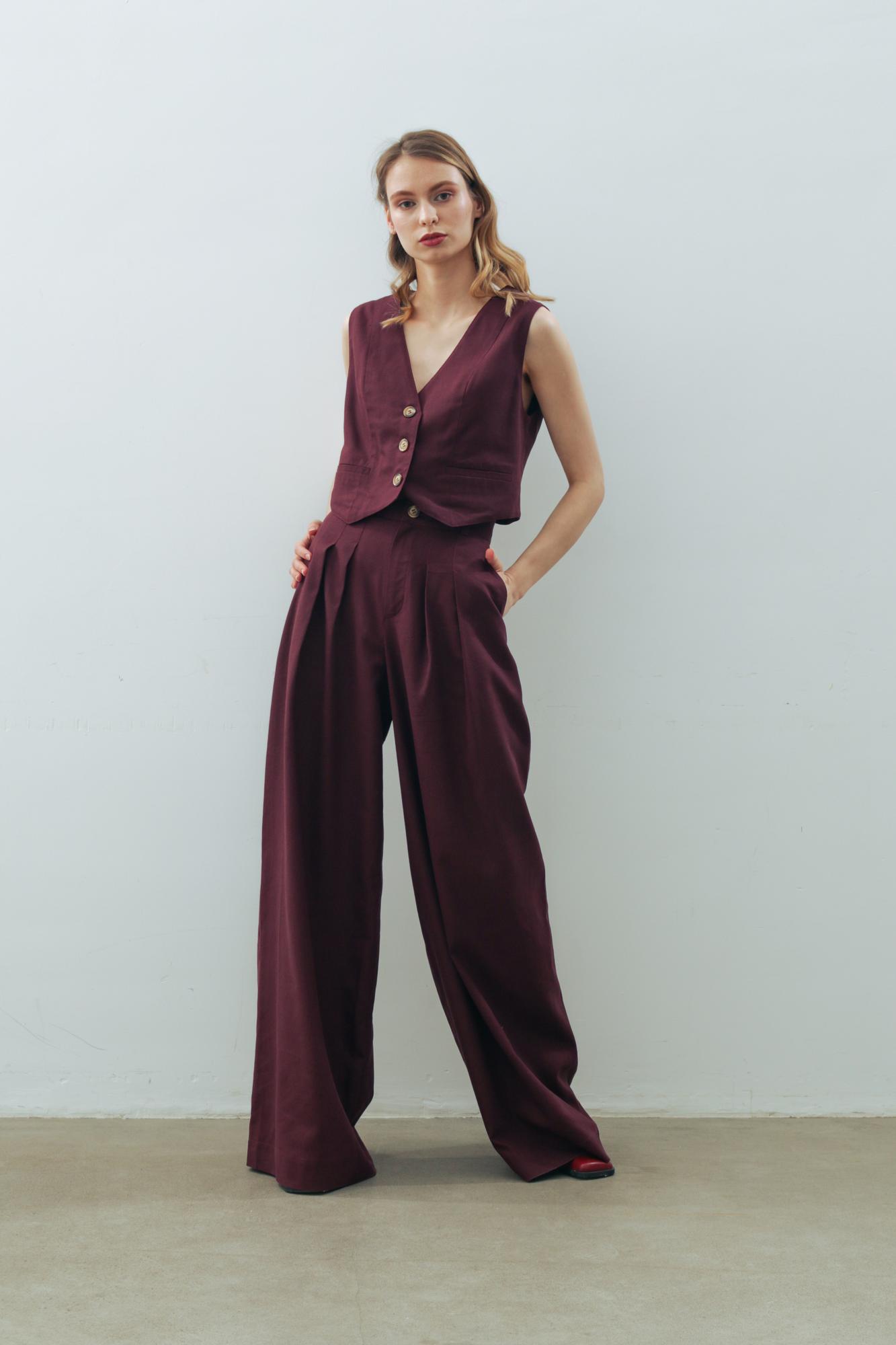 Брюки лен/вискоза в цвете БРАУНИ