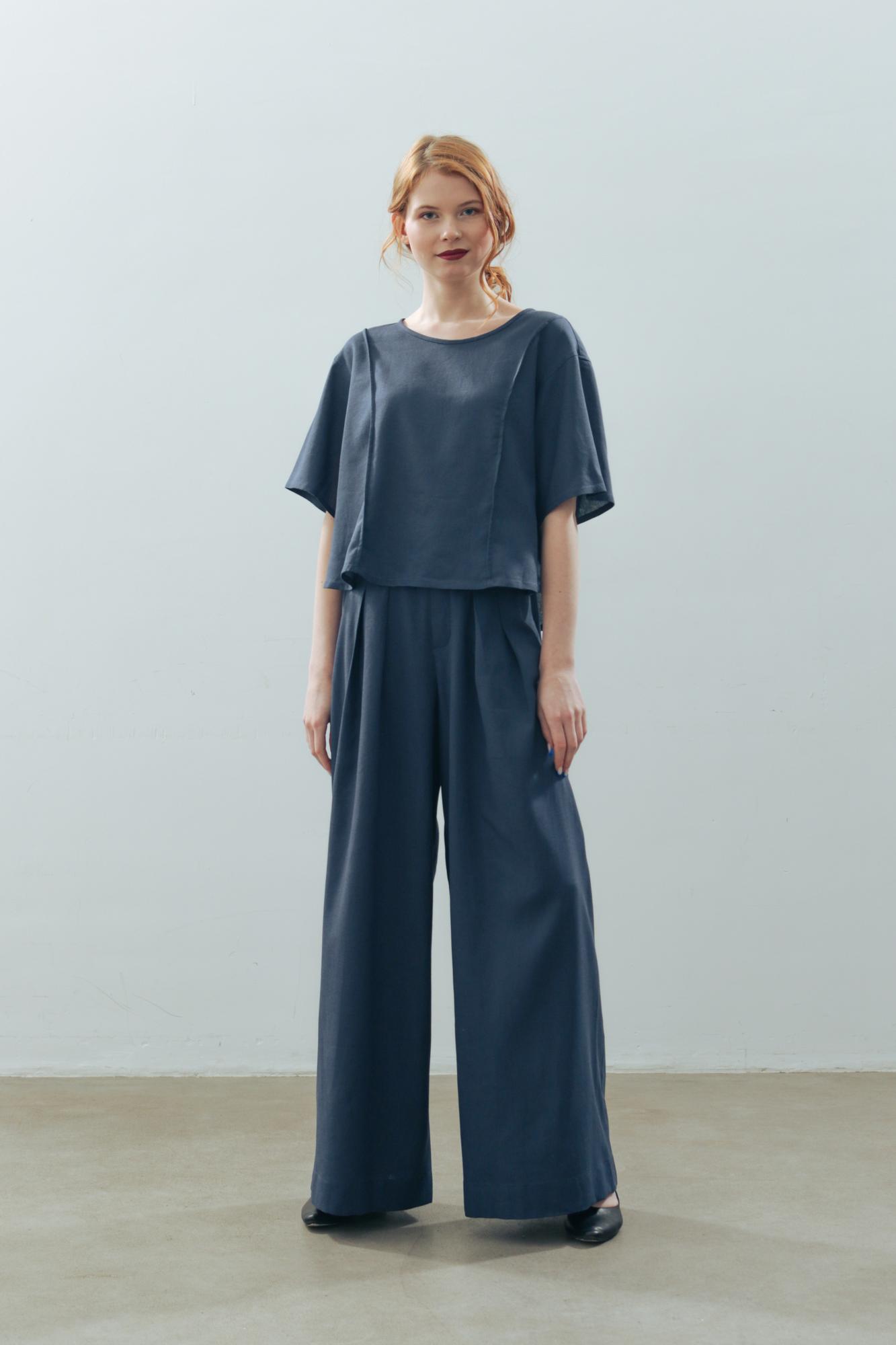 Брюки лен/вискоза в цвете ЛЕТНЯЯ НОЧЬ