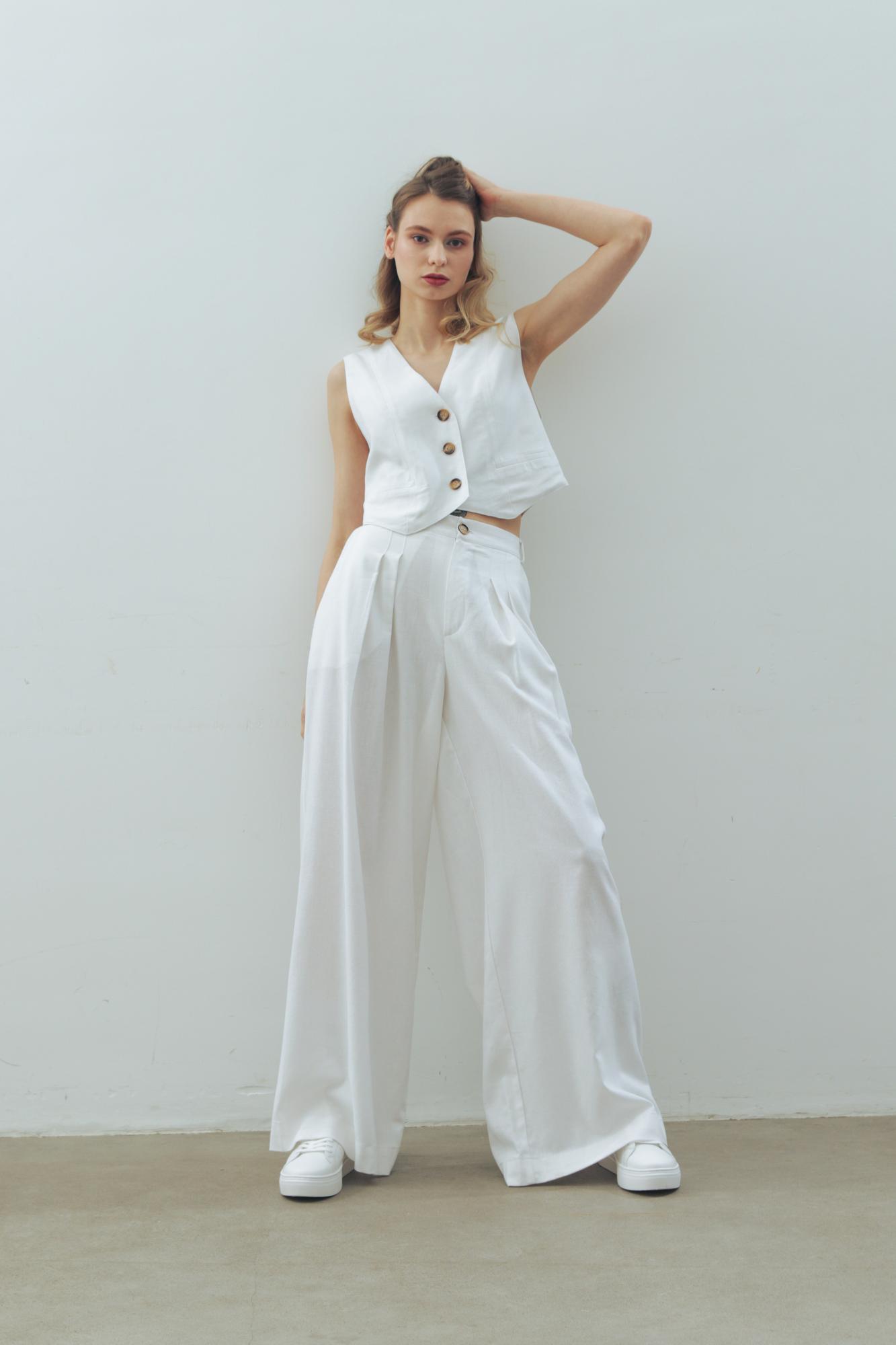 Брюки лен/вискоза в цвете МОРСКОЙ КРУИЗ