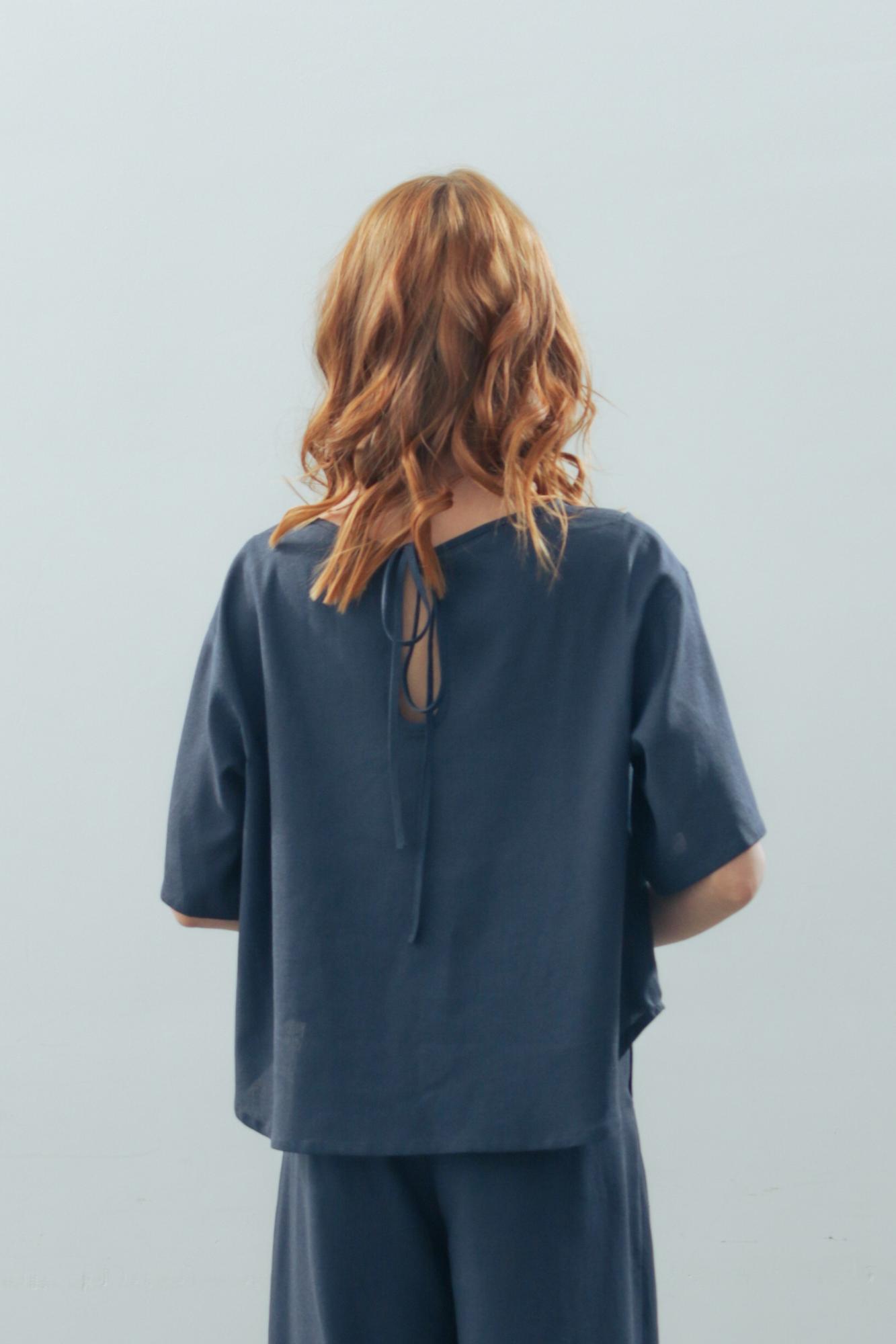 Блузка лен/вискоза в цвете ЛЕТНЯЯ НОЧЬ