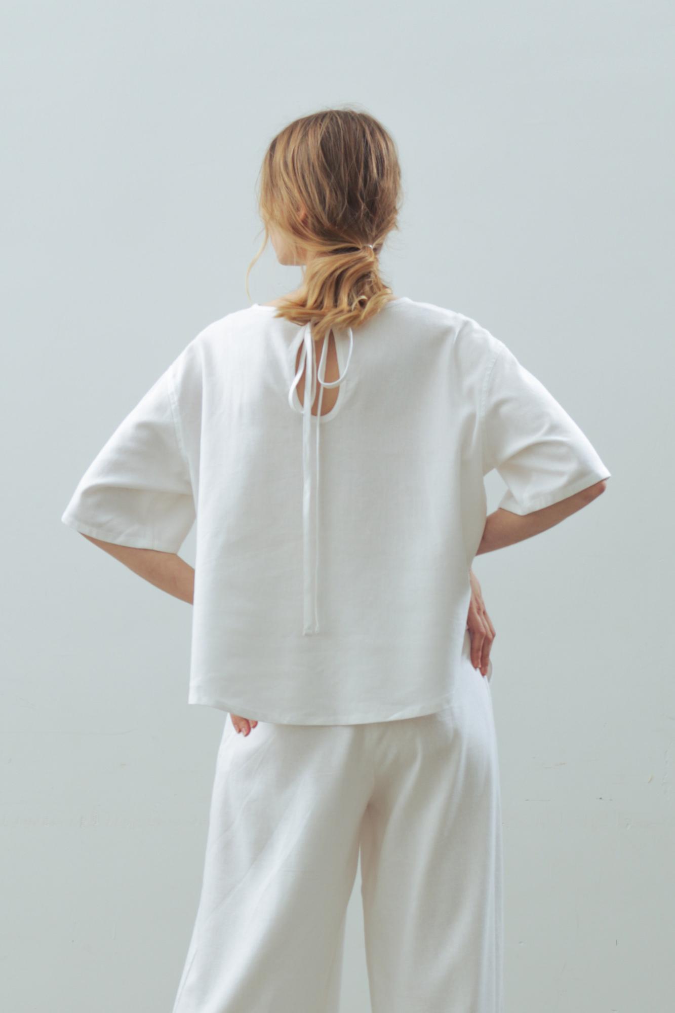 Блузка лен/вискоза в цвете МОРСКОЙ КРУИЗ