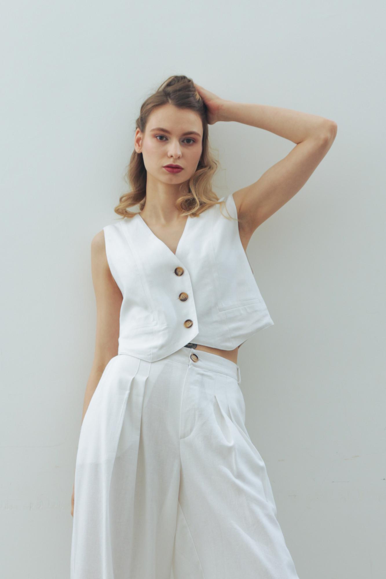 Жилет лен/вискоза в цвете МОРСКОЙ КРУИЗ