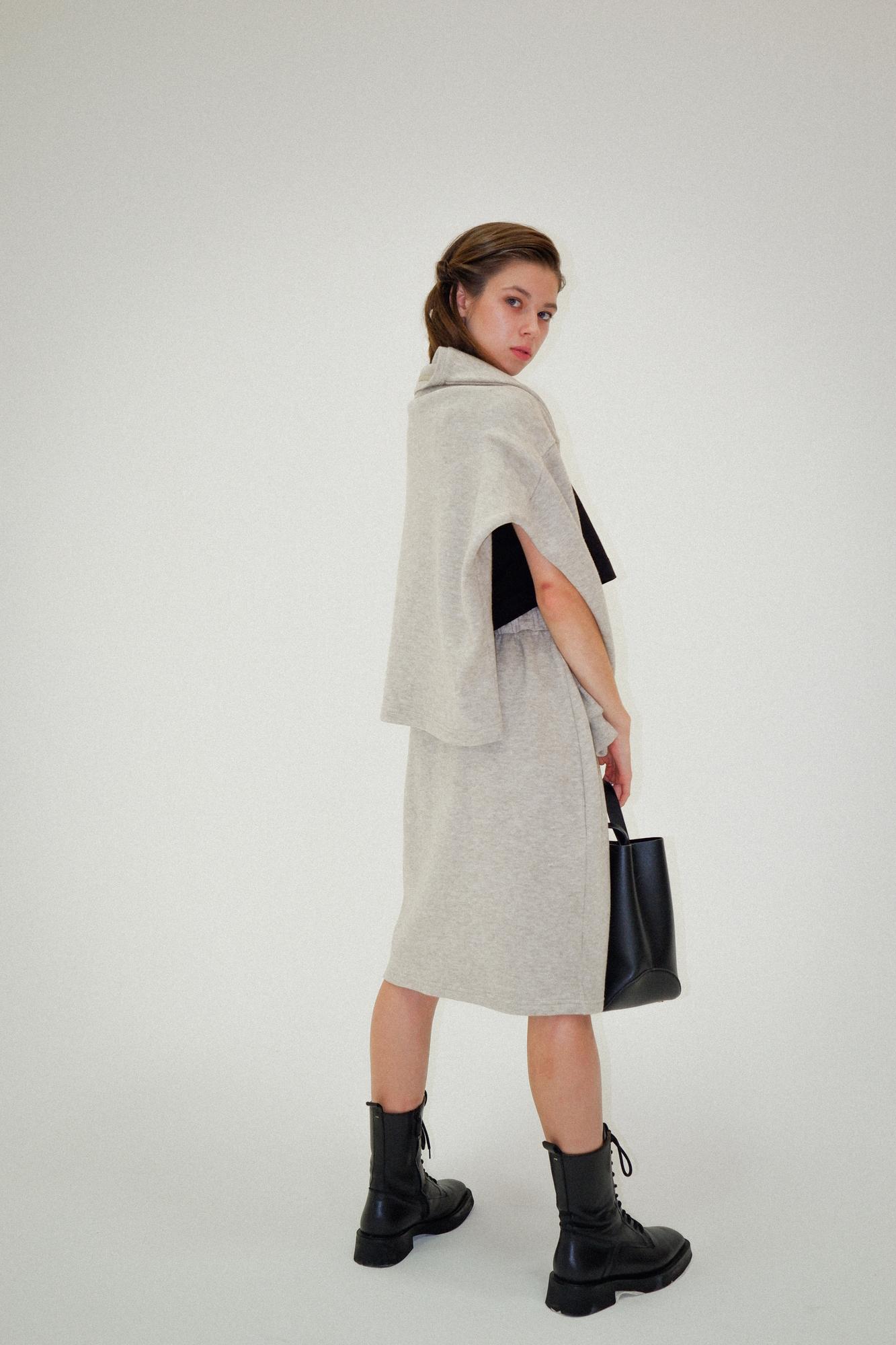 Комплект ЮБКА-КАРАНДАШ + ДЖЕМПЕР  "Древесный Пепел"