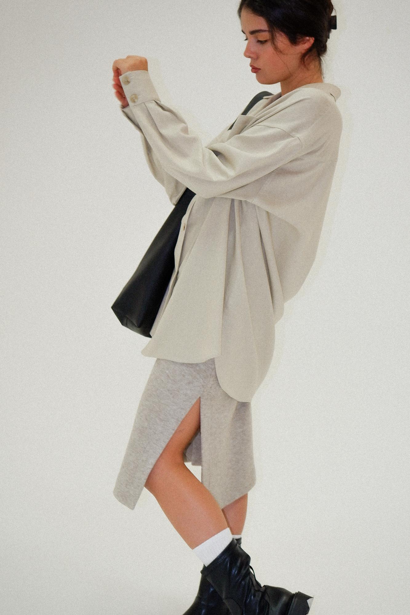 Юбка с разрезами "Древесный Пепел" трикотажная