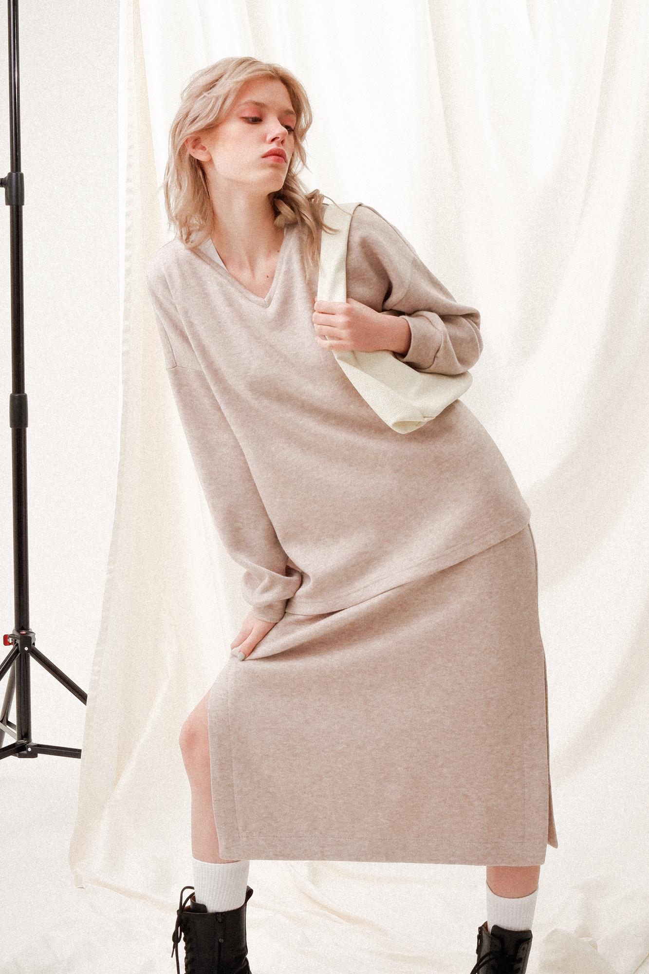 Юбка с разрезами "Песчаная Роза" трикотажная