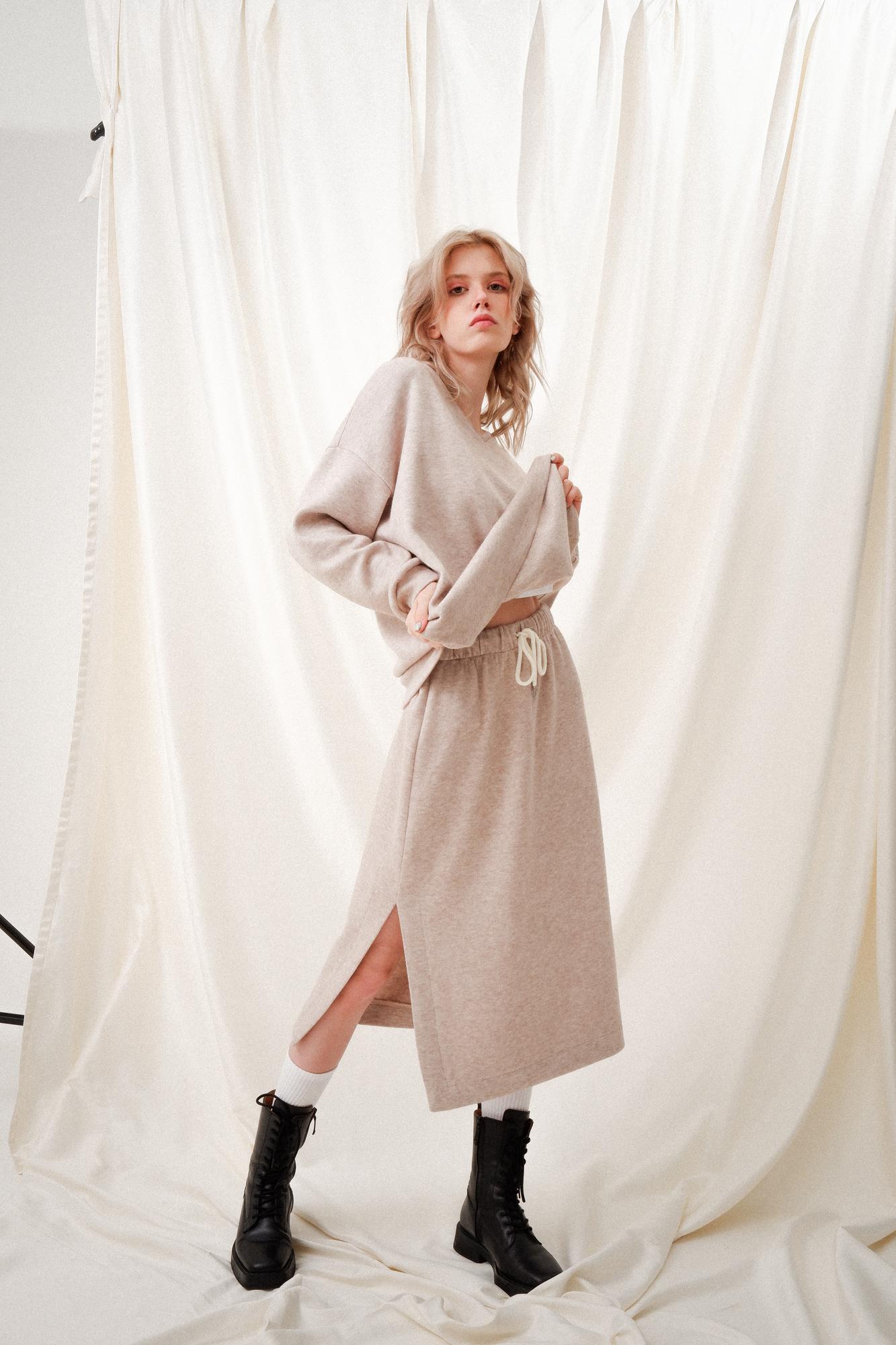 Юбка с разрезами "Песчаная Роза" трикотажная