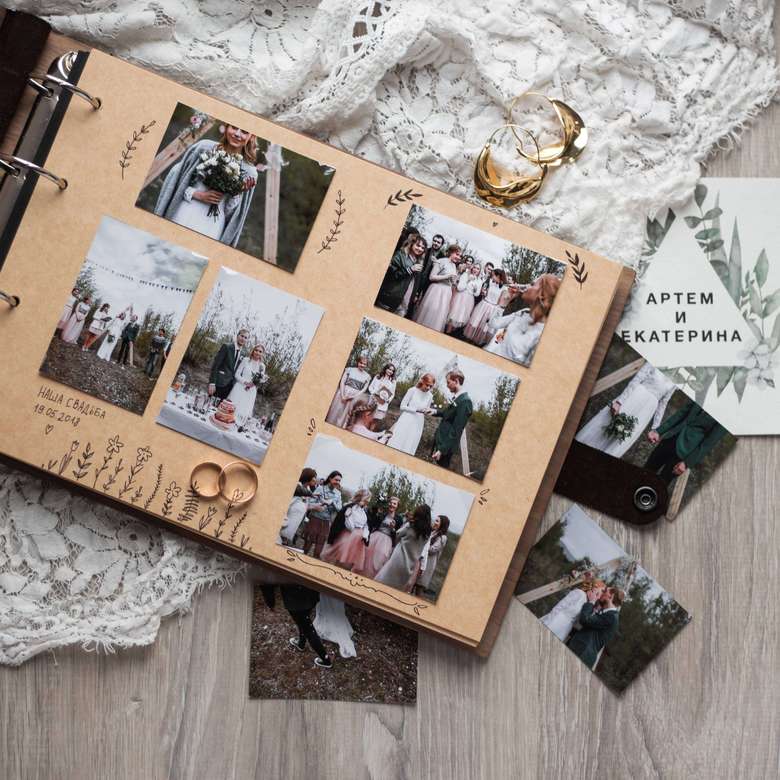 Фотоальбом из дерева, обложка орех