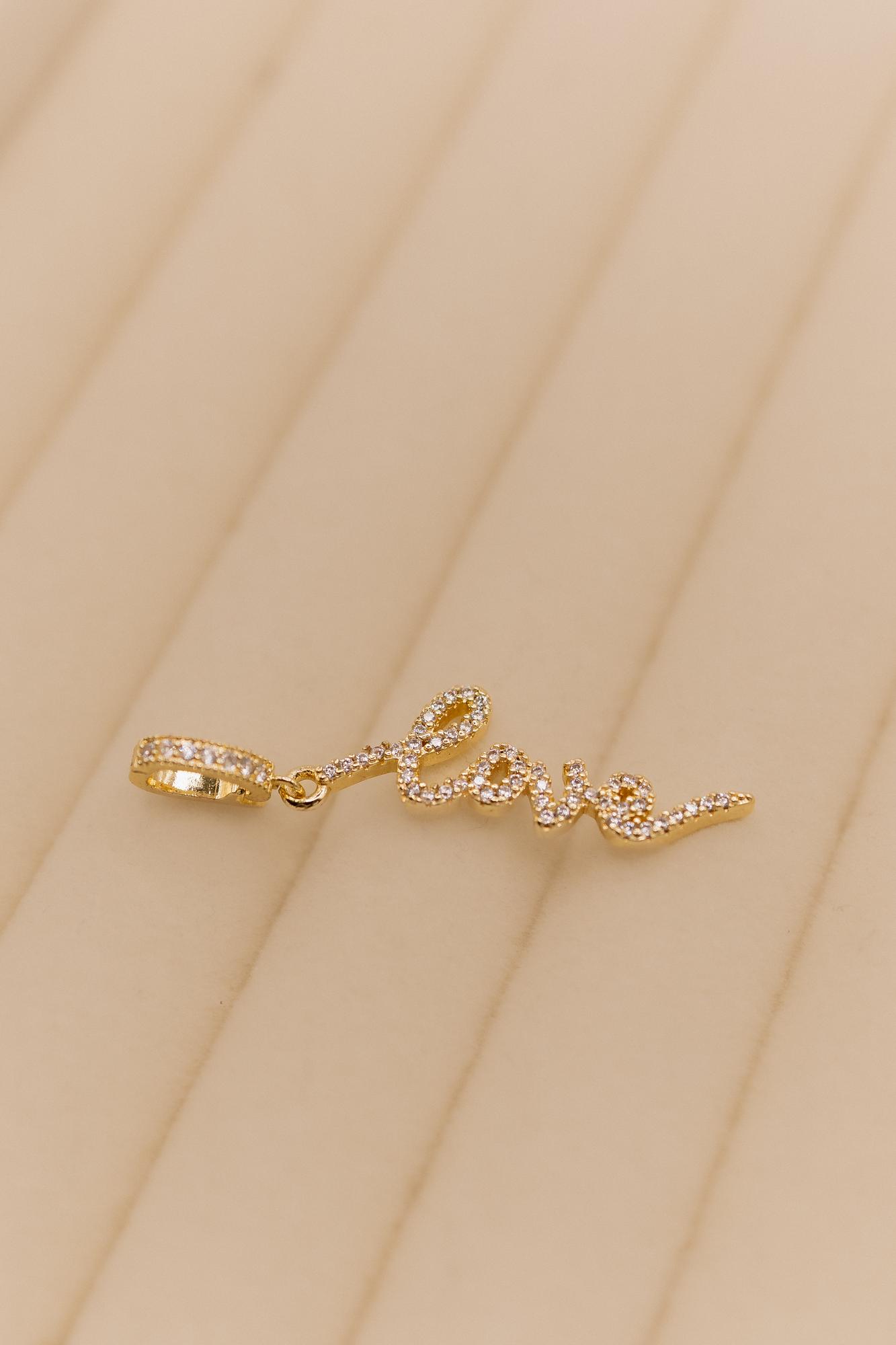 Love со стразами золото