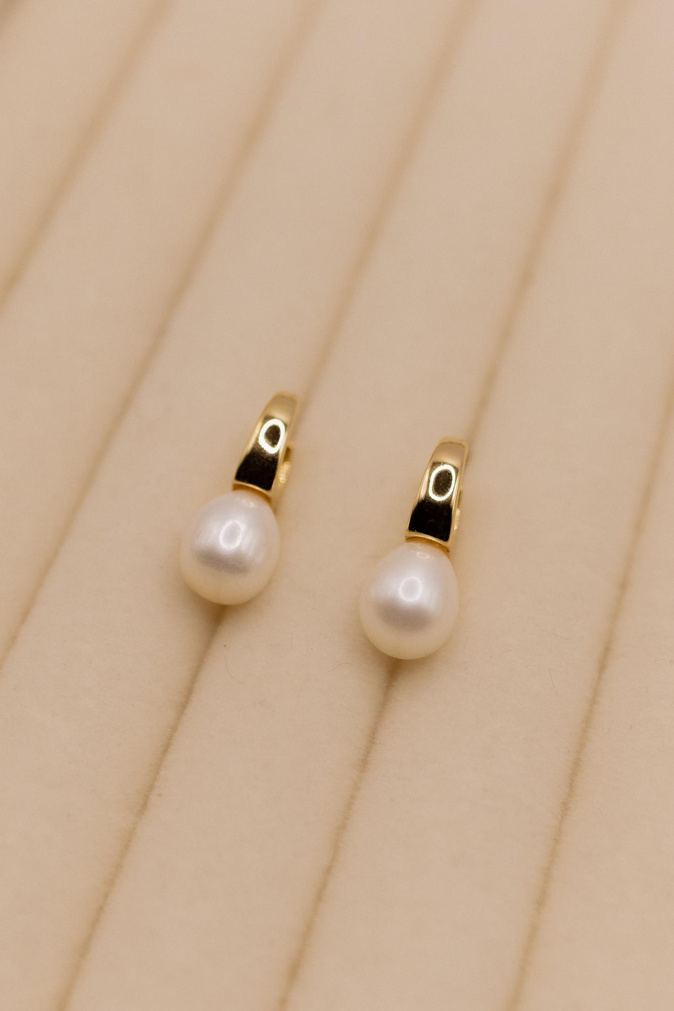 Серьги белый жемчуг, фурнитура золото