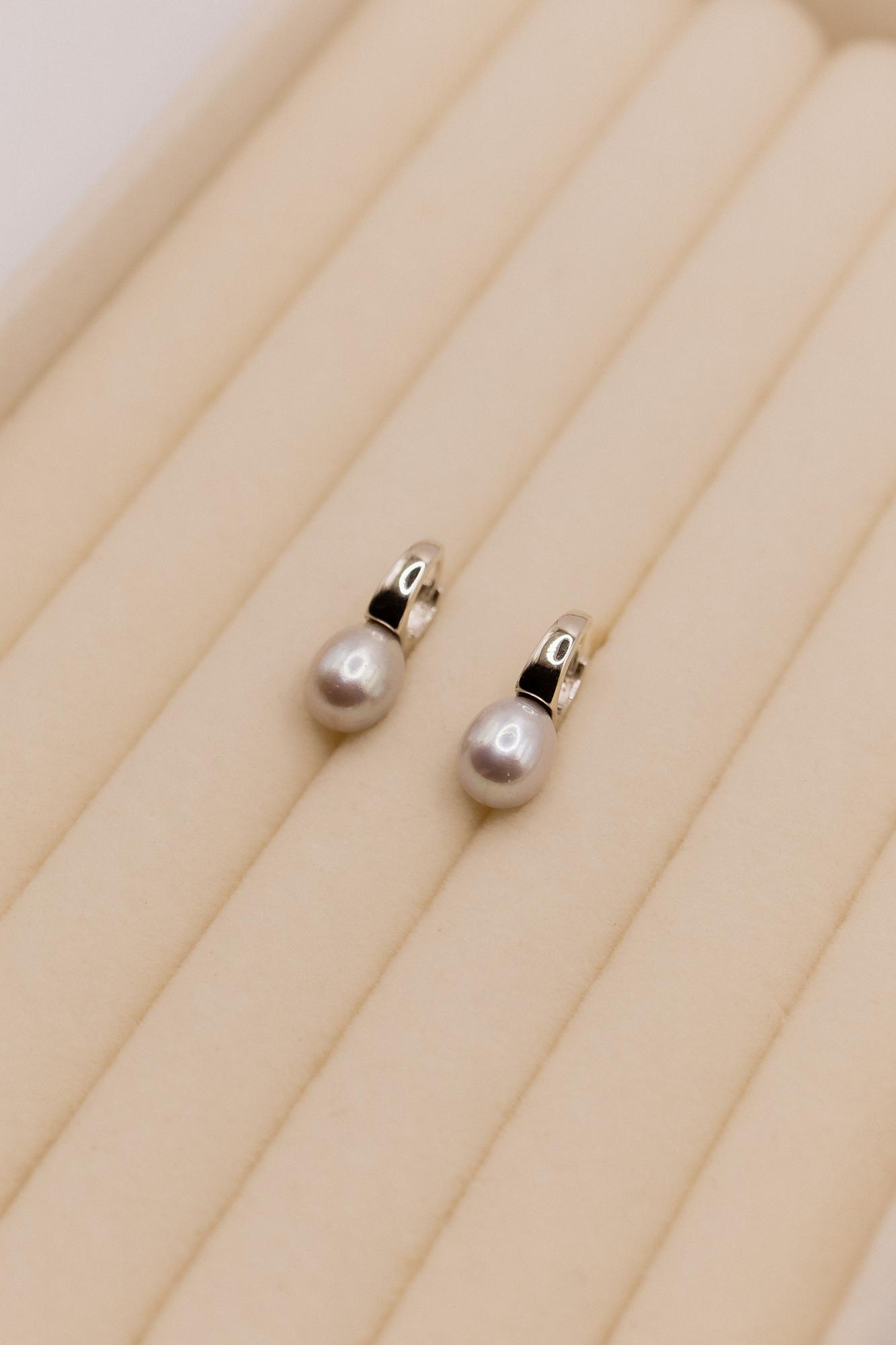 Серьги темно-серый жемчуг, серебро