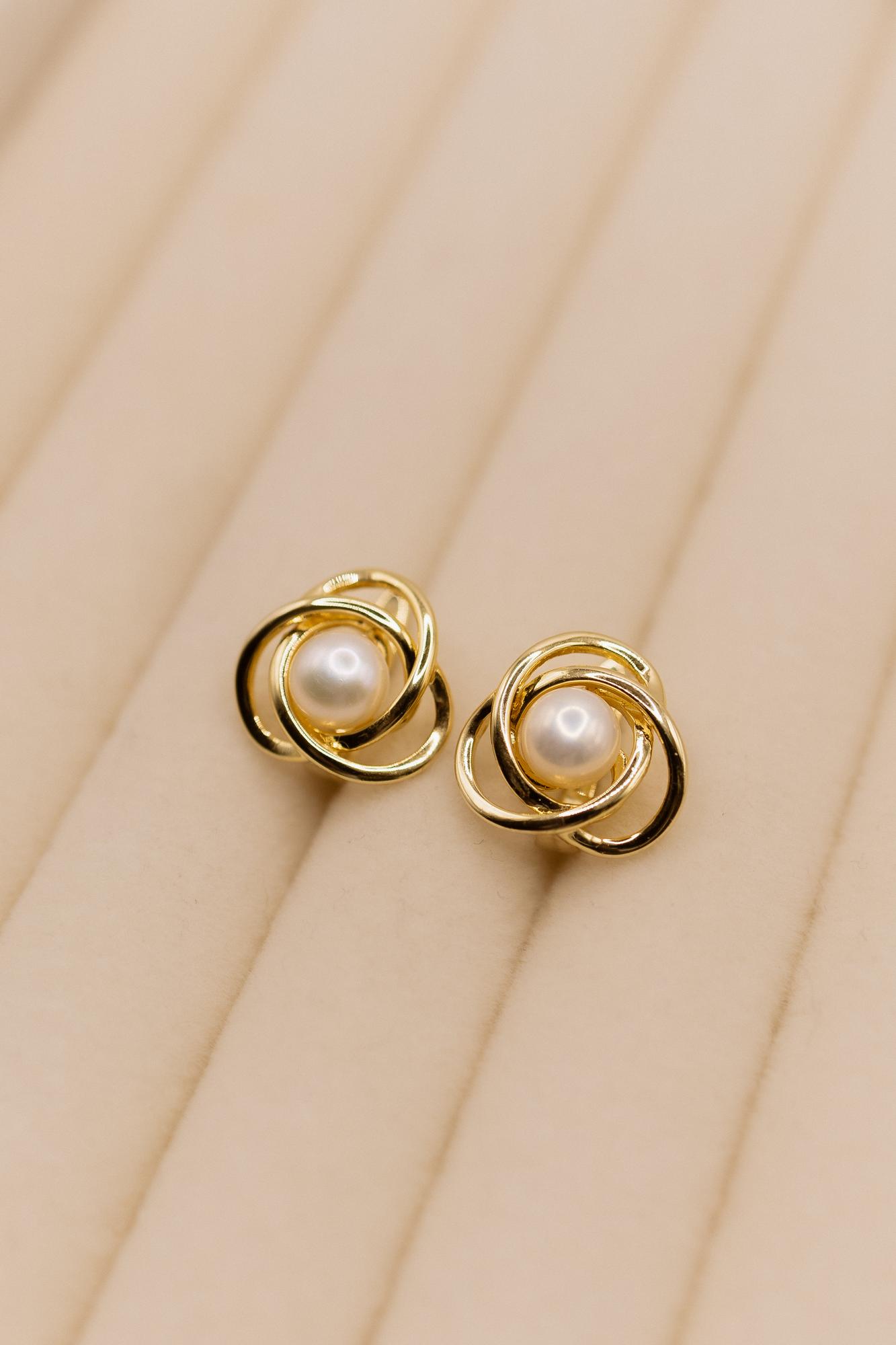 Серьги орбита с жемчугом, золото, англ замок