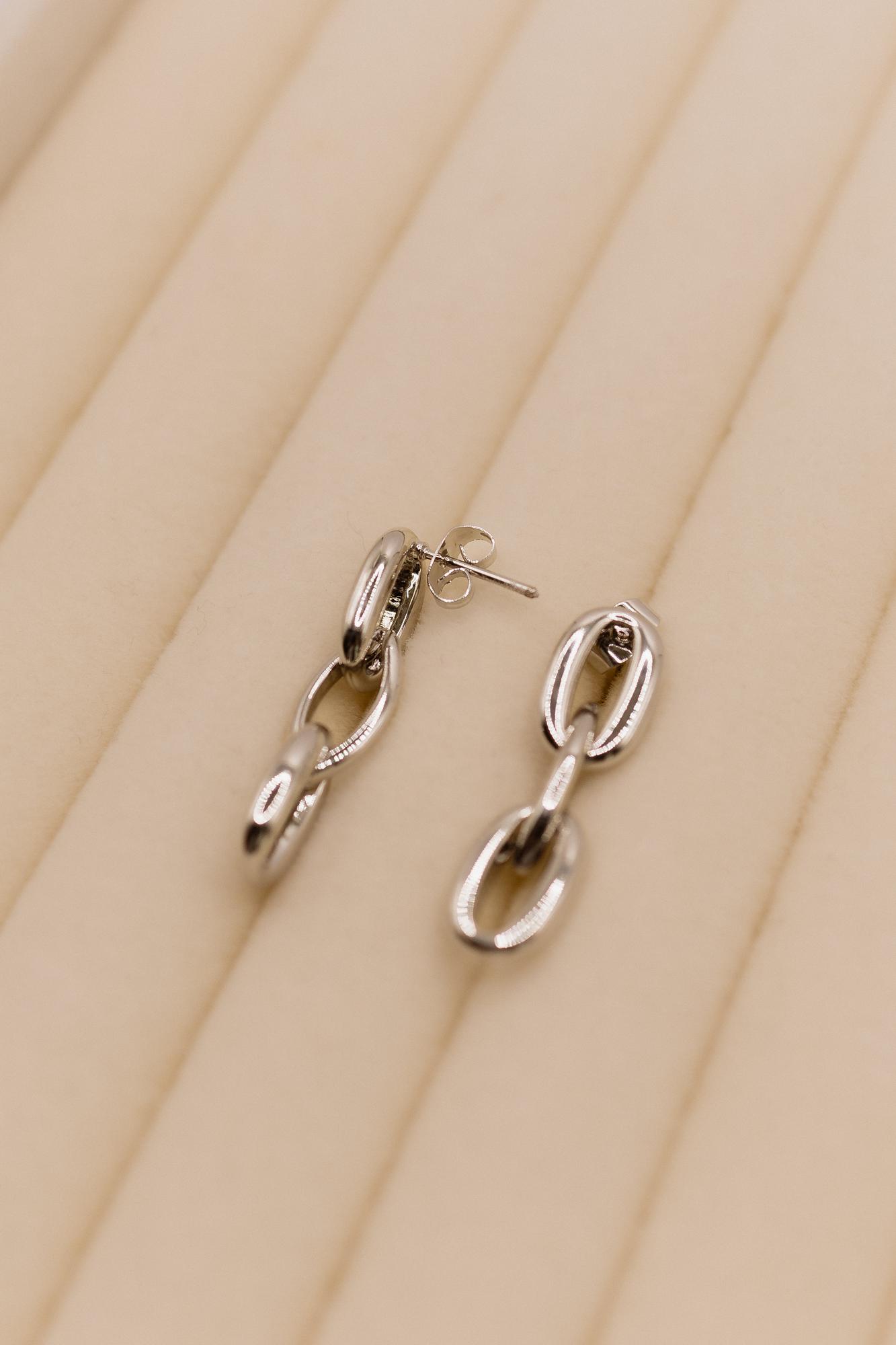 Серьги звенья, серебро