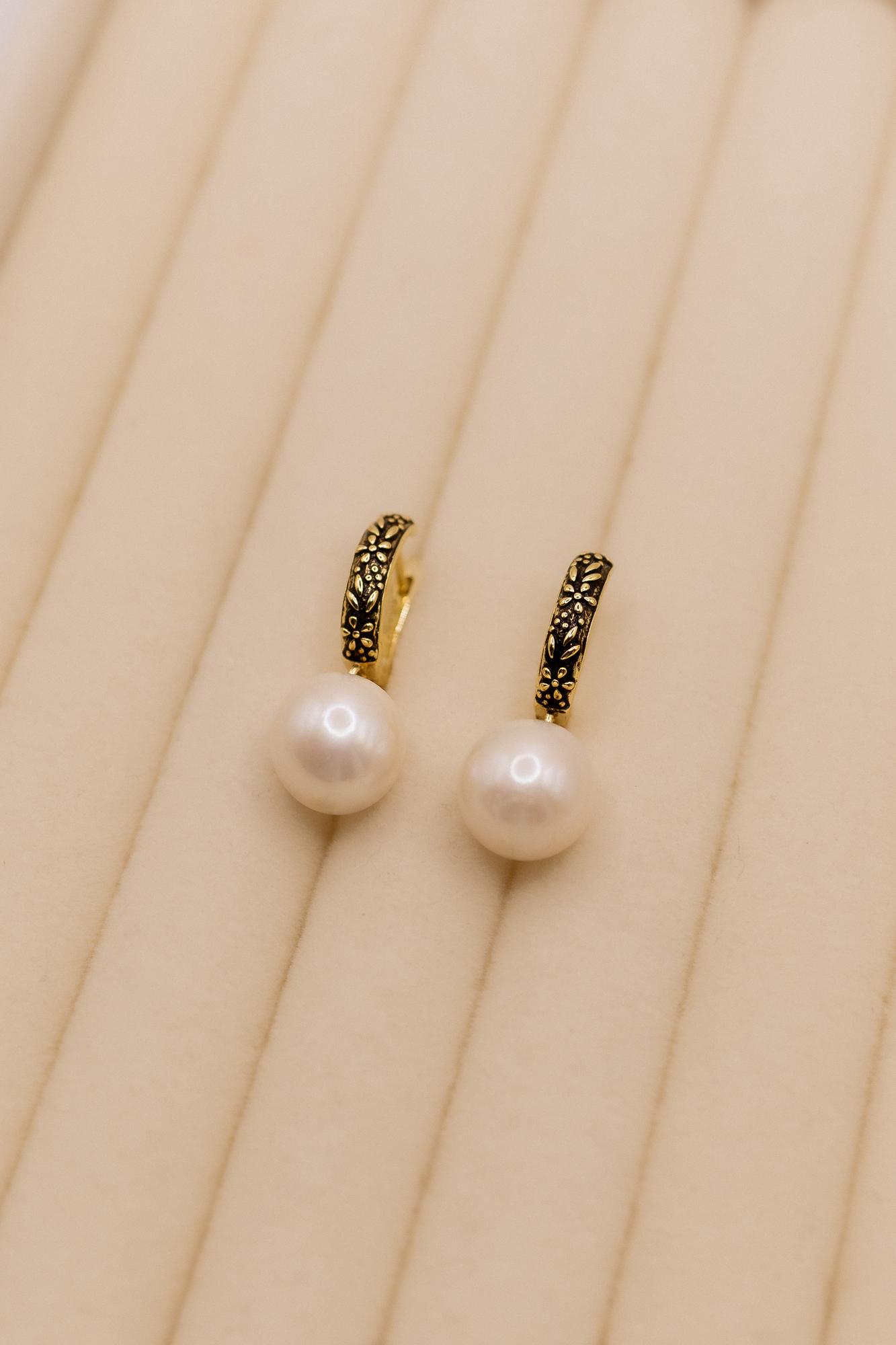 Серьги жемчуг и золото антик