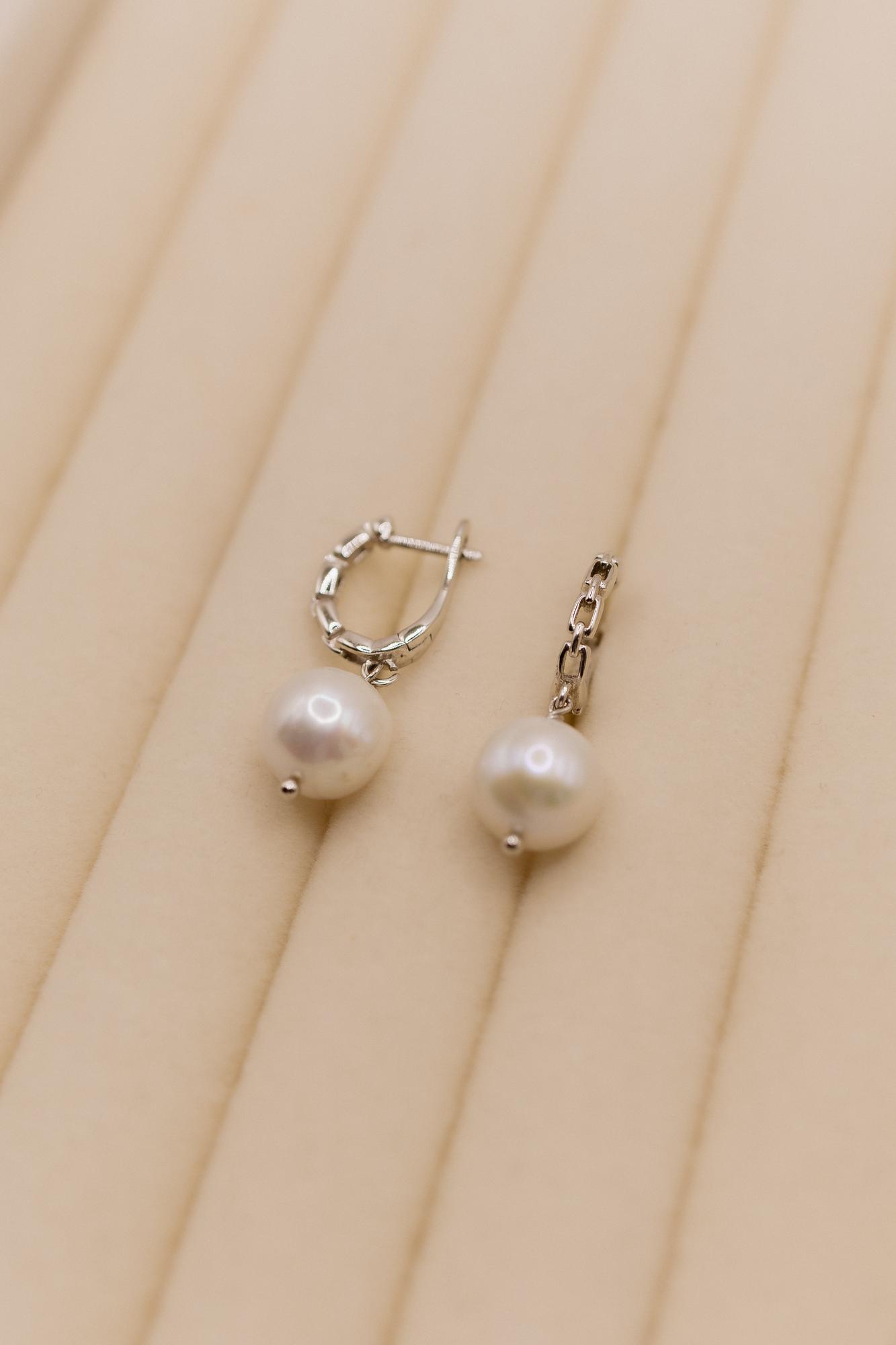 Серьги серый жемчуг