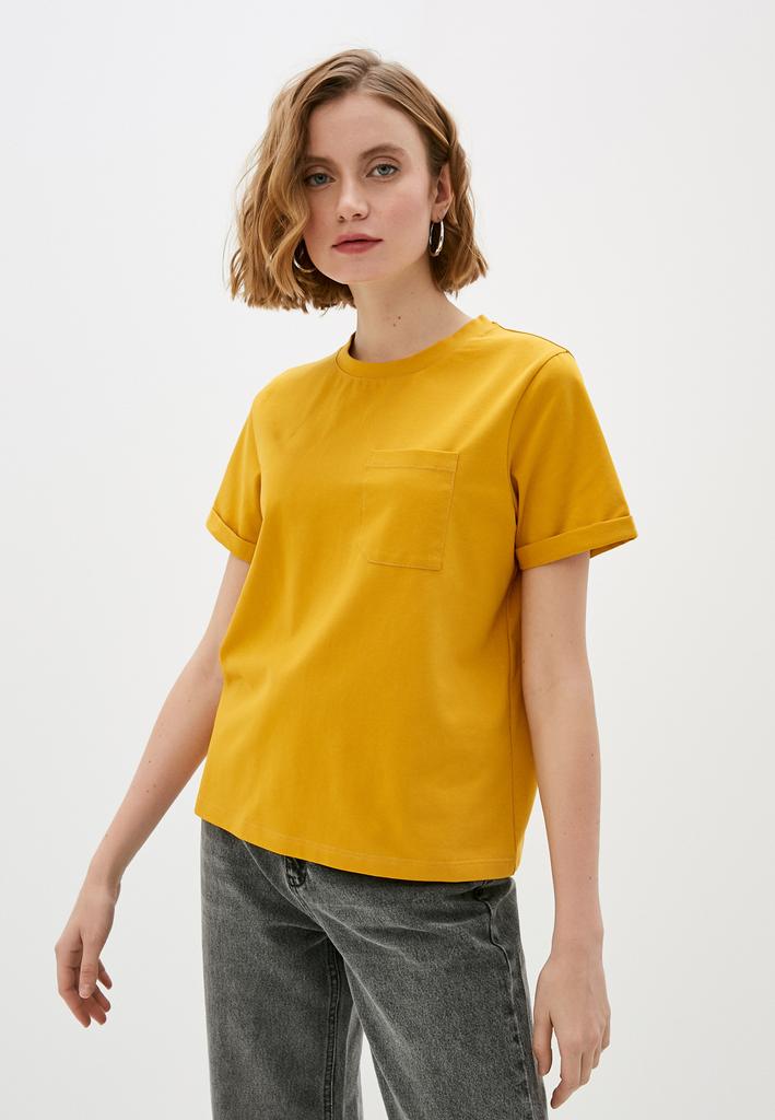 Футболка женская укороченная с карманом