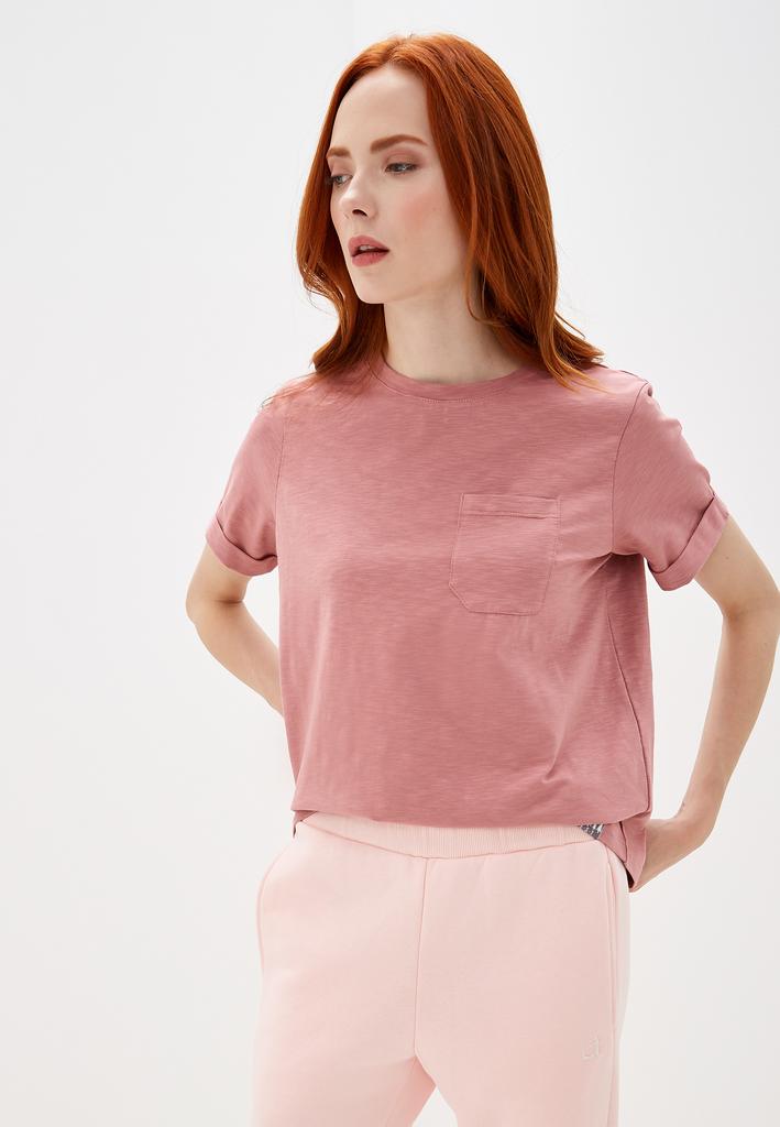 Футболка женская укороченная с карманом