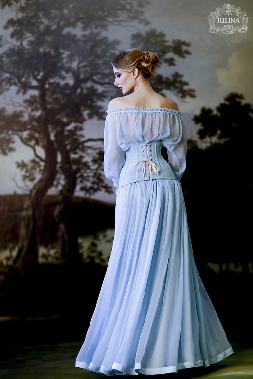 Платье из натурального шелка длинное "Версаль" / silk corset dress haute couture "Versalle"