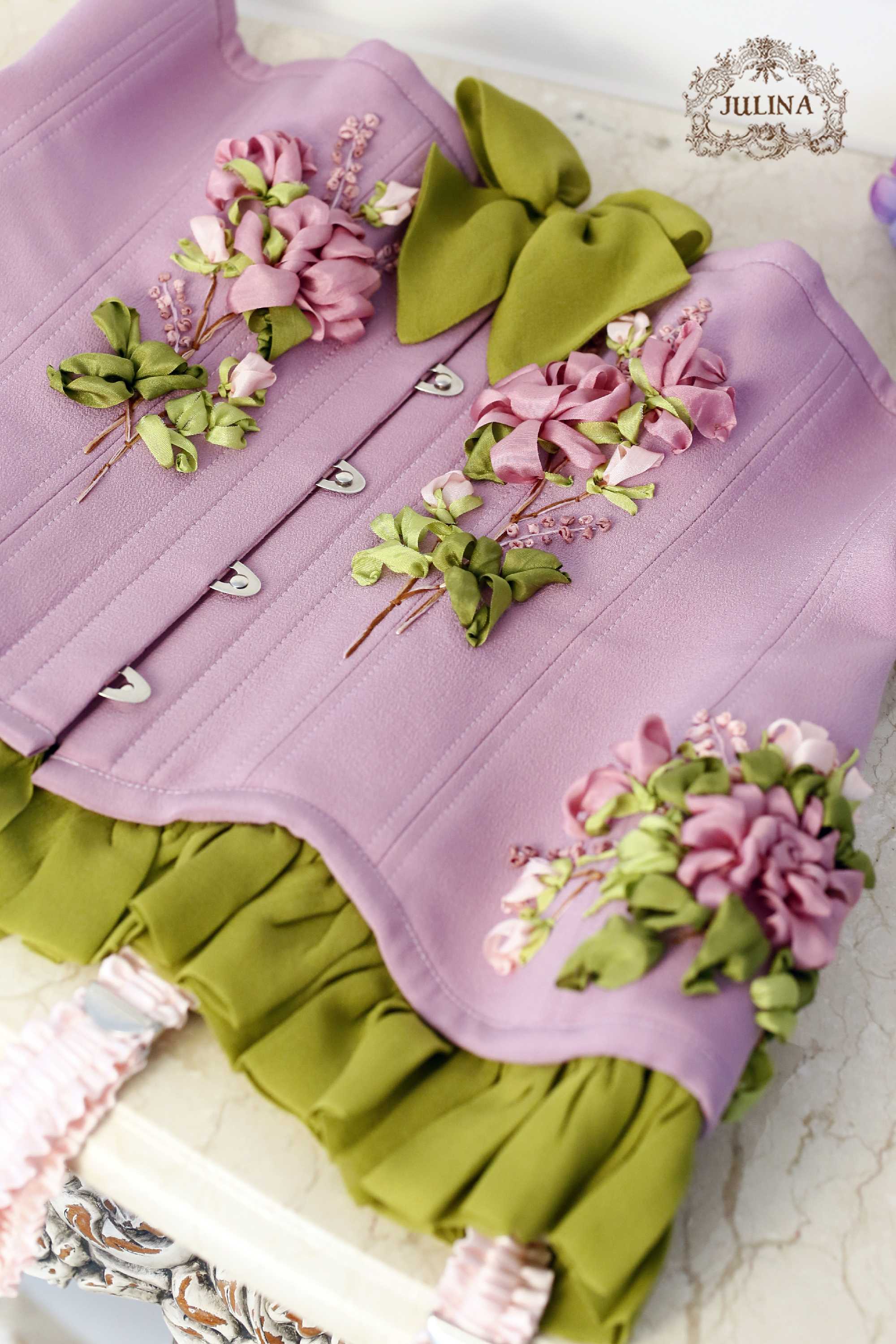 Корсет шелковый "Королевский Цветок" от кутюр бельевой / Silk corset lingerie  couture