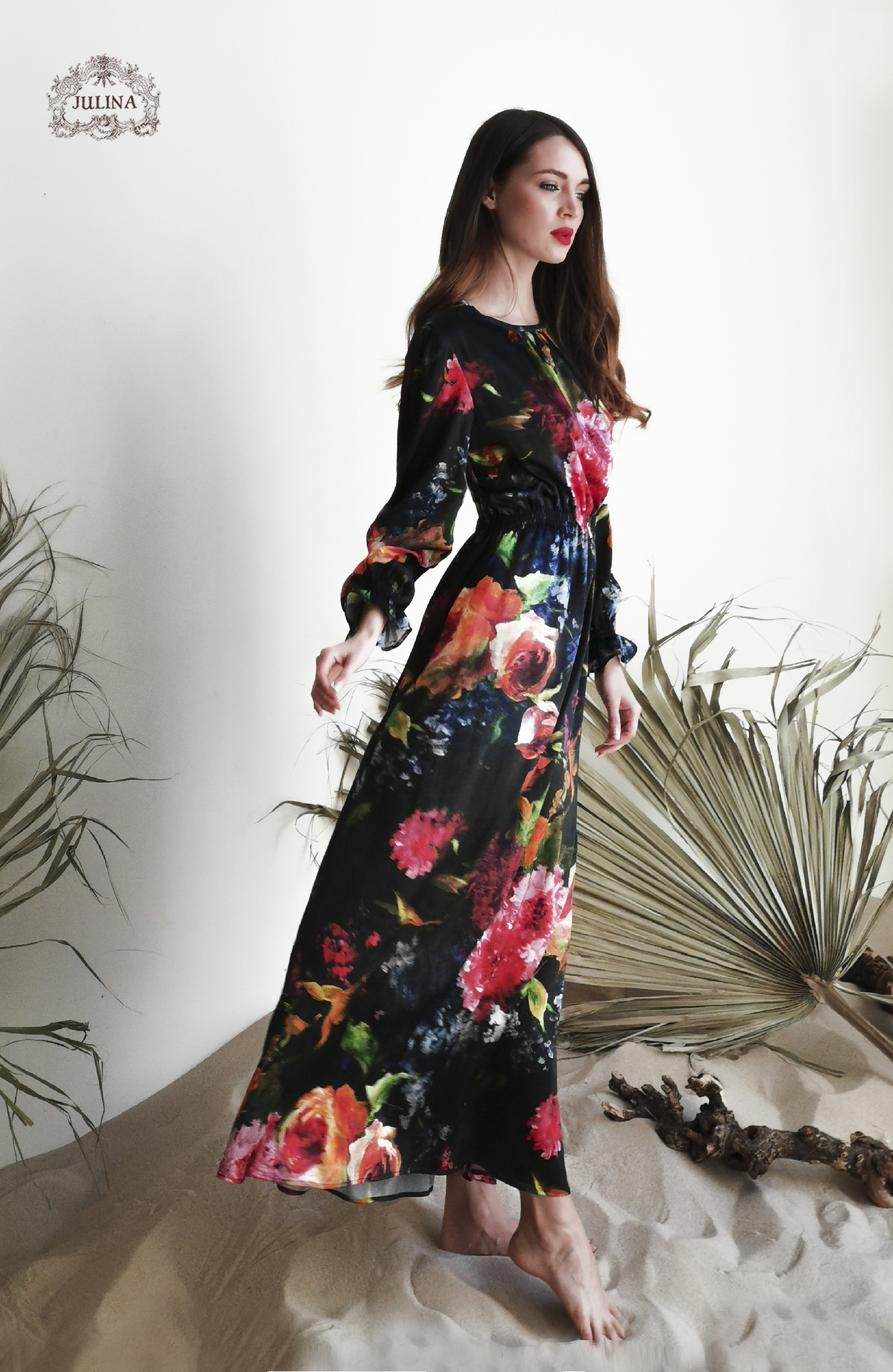 Шелковое платье "Фламандские цветы" -2