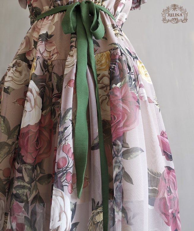 Платье шелковое "Чайная Роза"