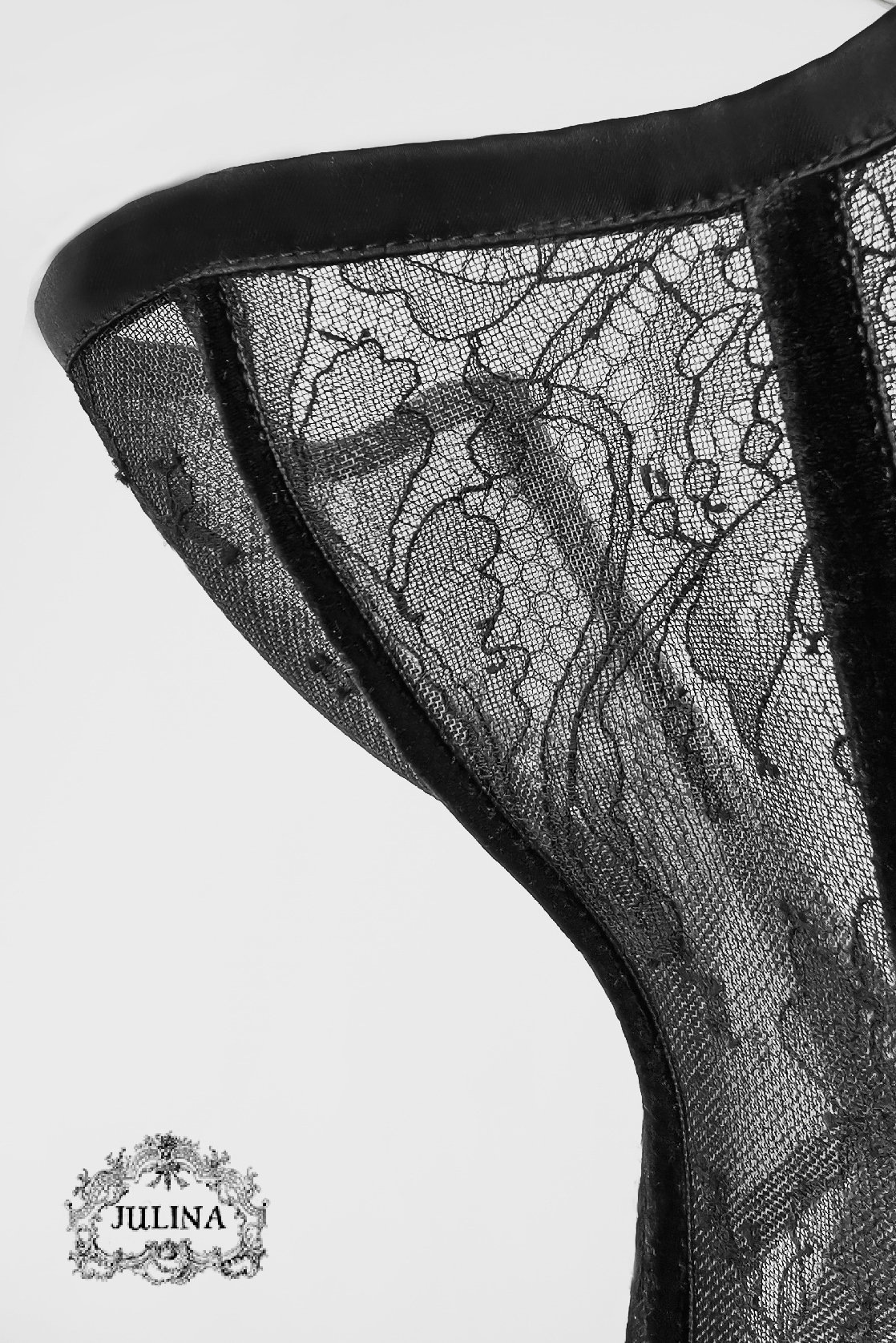 Корсет прозрачный с кружевом Шантильи