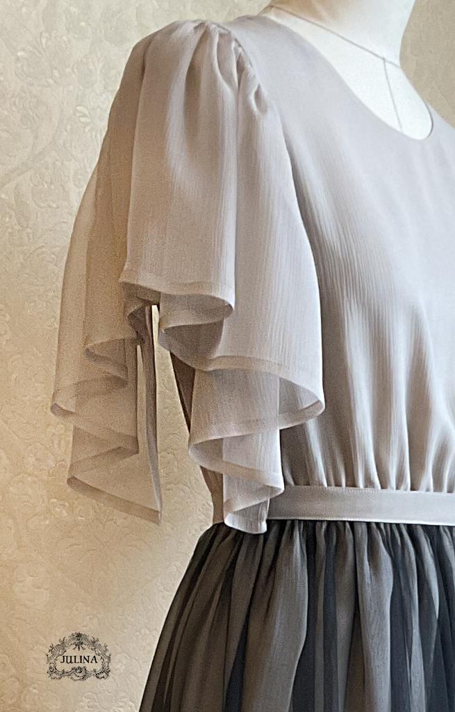 Платье из натурального шелка многослойное