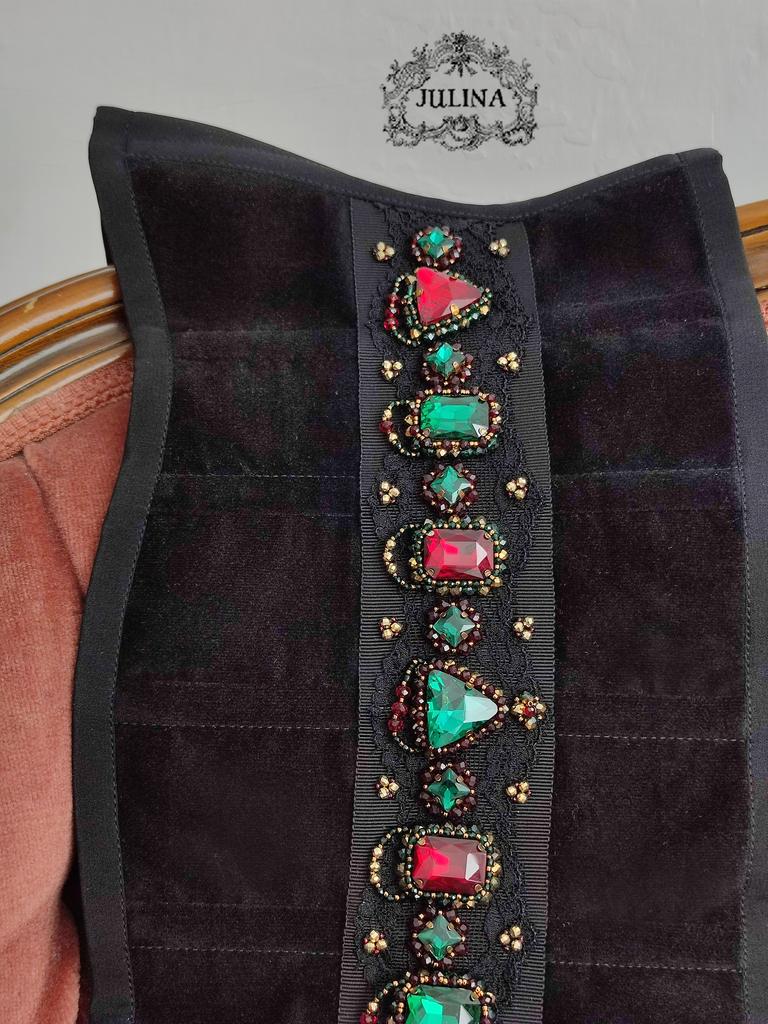 Корсет пояс шелк и бархат ручная вышивка