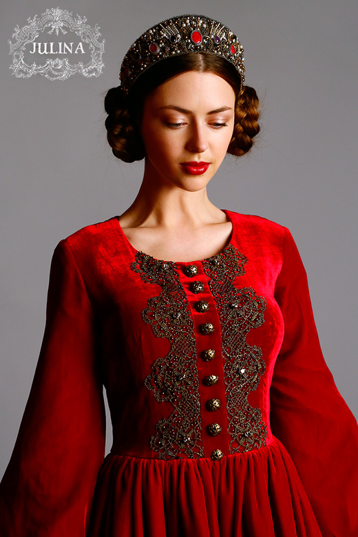 Платье шелковое бархатное "Queen"