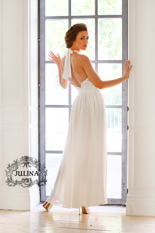 Платье "Дива" шелковое молочное