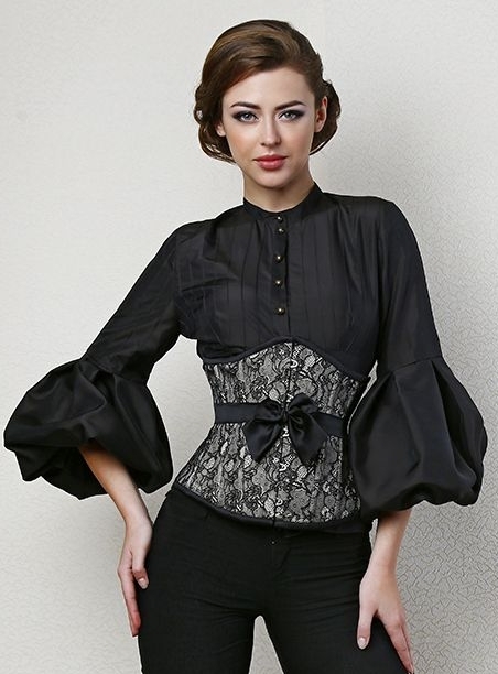 Блузка шелковая "Мелисента" черная