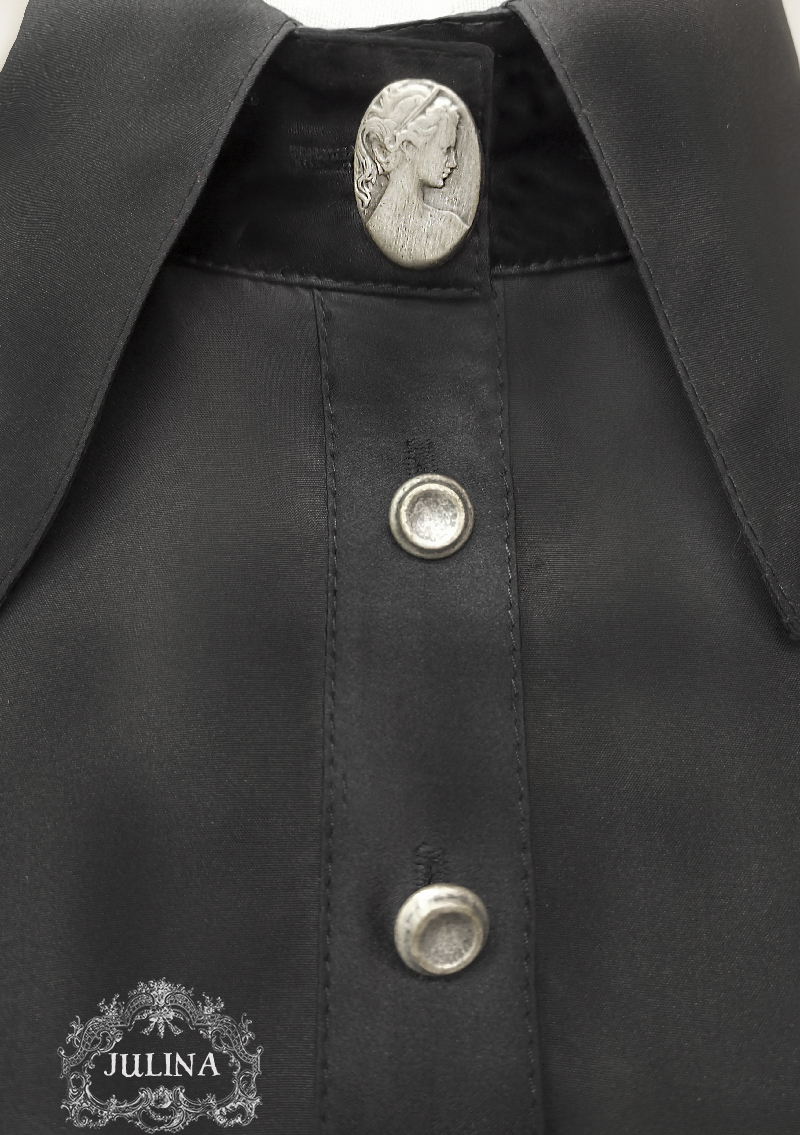 блузка "Дама с Камеями" из натурального шелка черная / black silk blouse