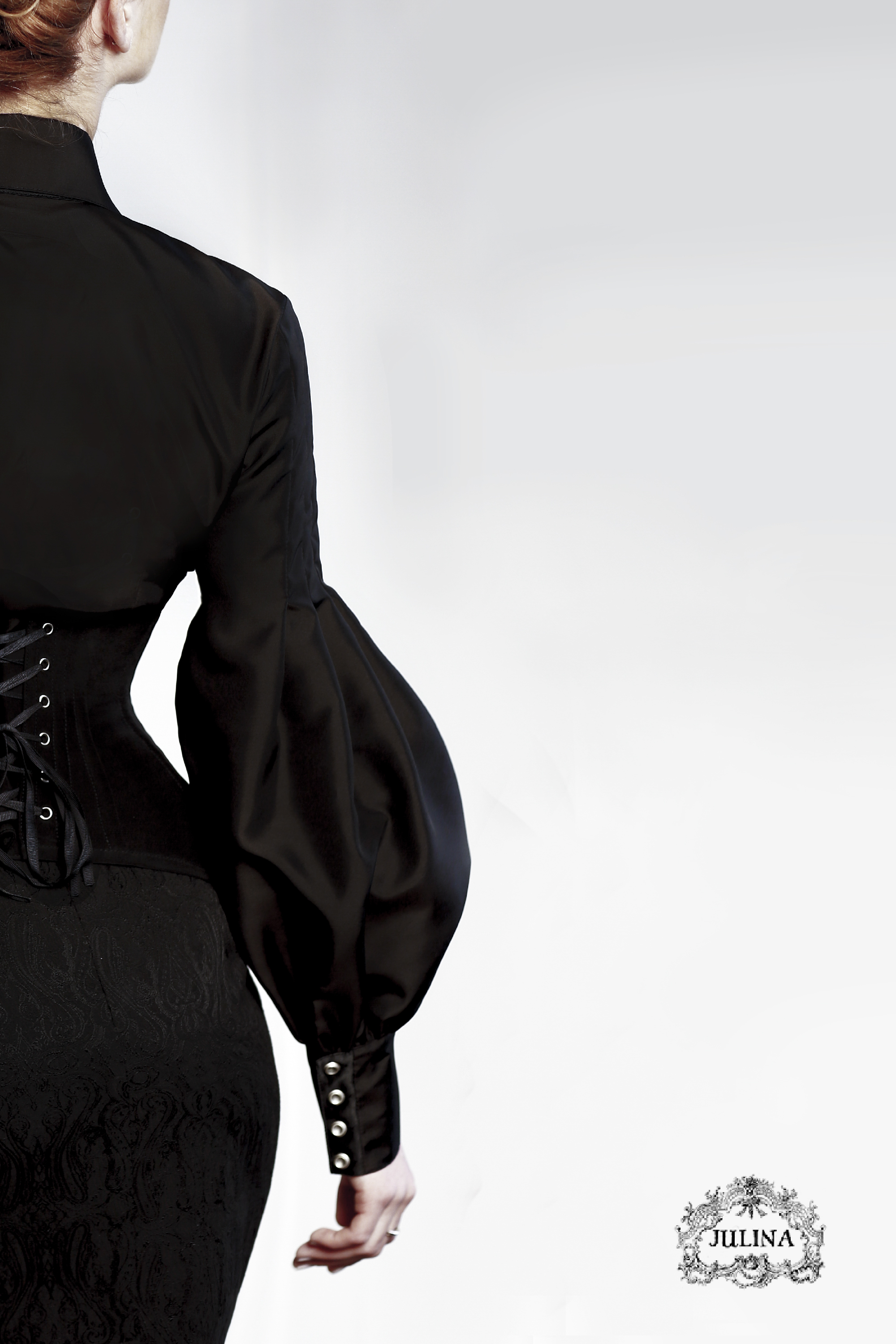 блузка "Дама с Камеями" из натурального шелка черная / black silk blouse