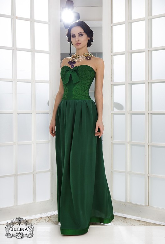 Платье корсетное шелковое "Изумруд"